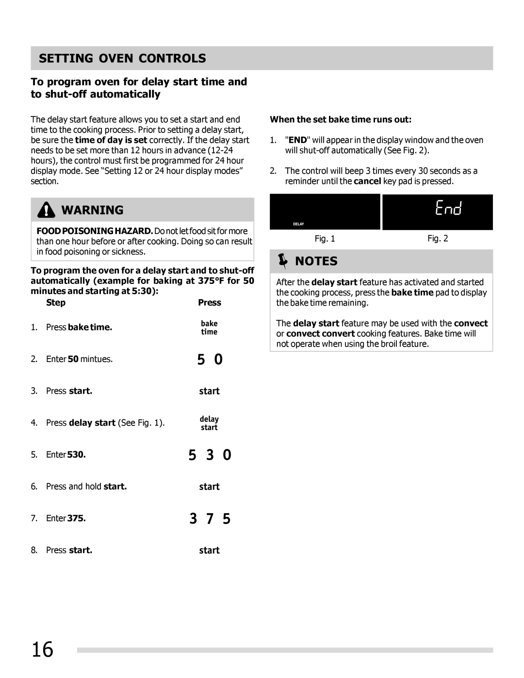 Frigidaire 316901300, CGGF3054KF important safety instructions Setting Oven Controls 