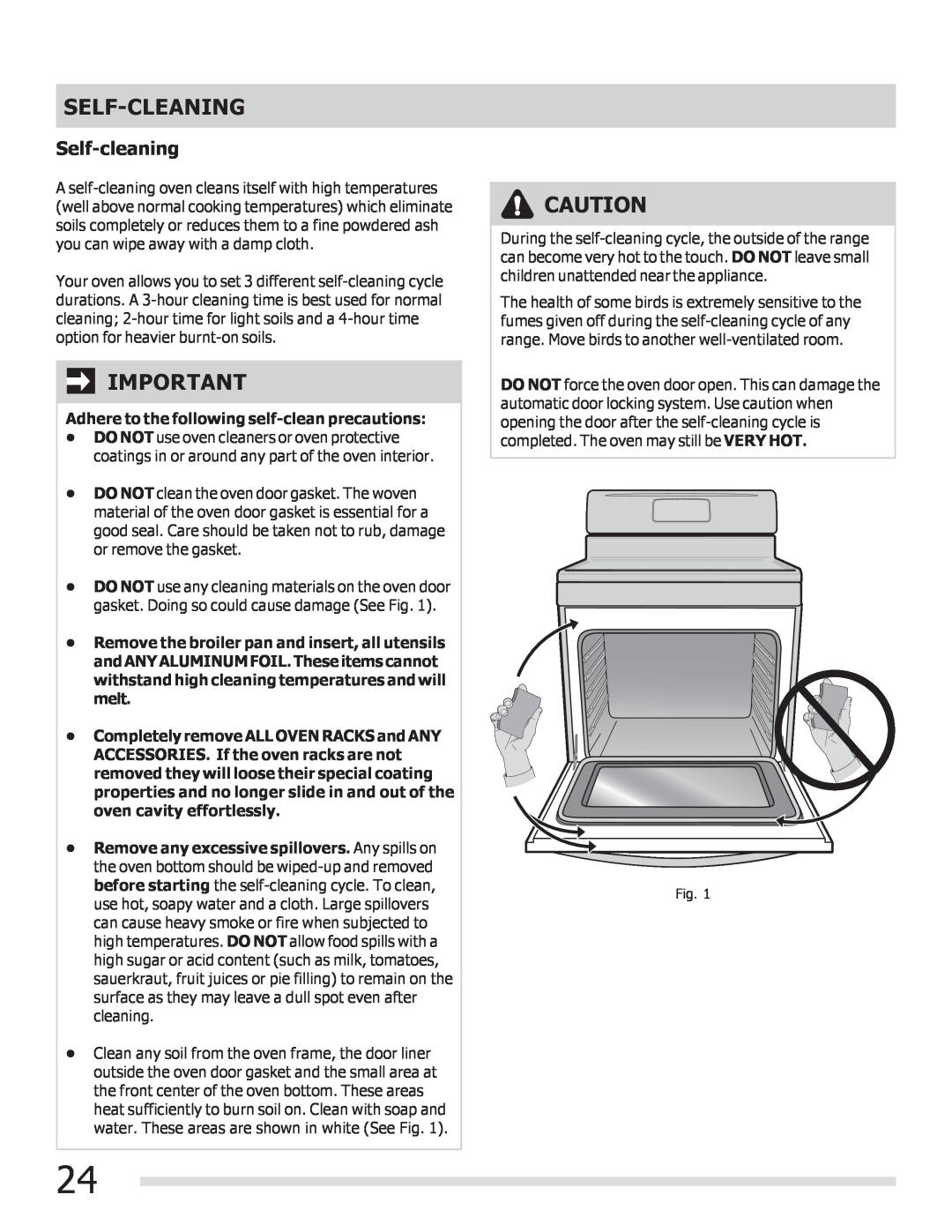 Frigidaire 316901300, CGGF3054KF important safety instructions Self-Cleaning, Self-cleaning 