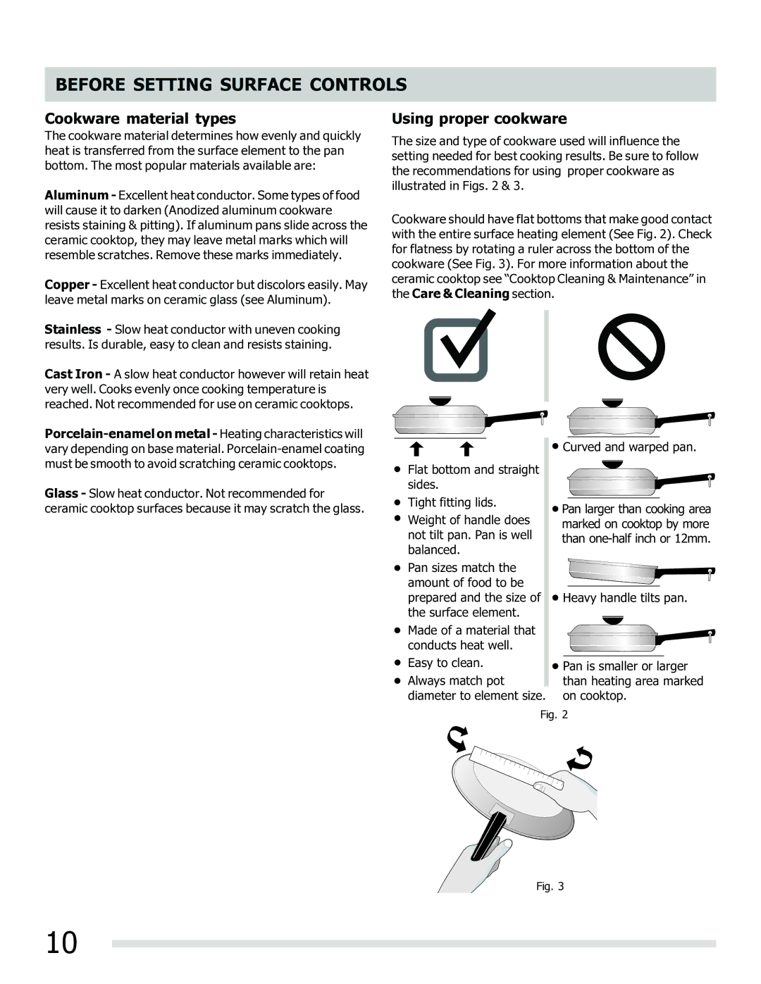 Frigidaire 316902202 important safety instructions Cookware material types, Using proper cookware 