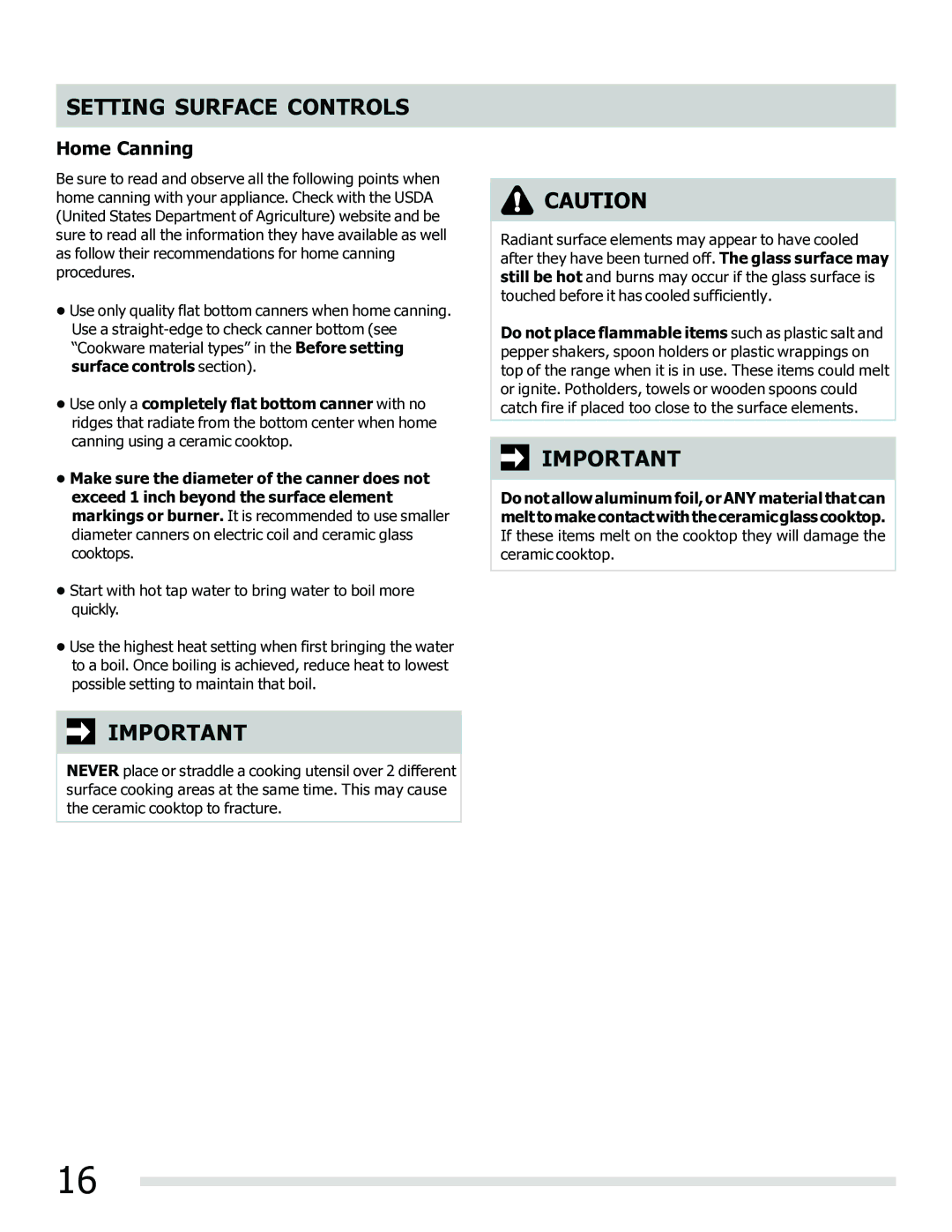 Frigidaire 316902202 important safety instructions Home Canning 