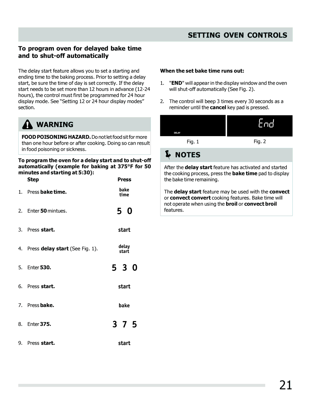 Frigidaire 316902202 important safety instructions Setting Oven Controls 