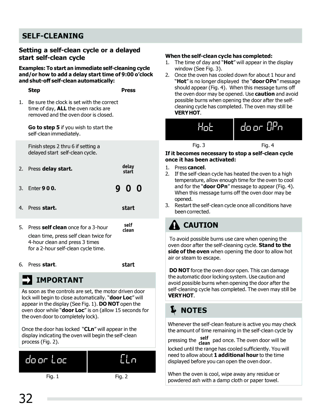 Frigidaire 316902202 important safety instructions Press delay start, When the self-clean cycle has completed 