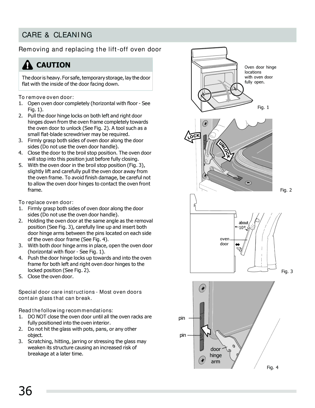 Frigidaire 316902202 Removing and replacing the lift-off oven door, To remove oven door, To replace oven door 