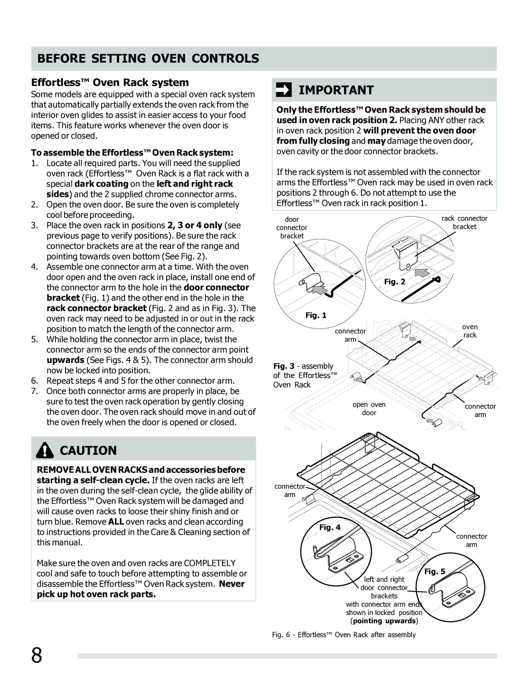 Frigidaire 316902202 To assemble the Effortless Oven Rack system, Special dark coating on the left and right rack 