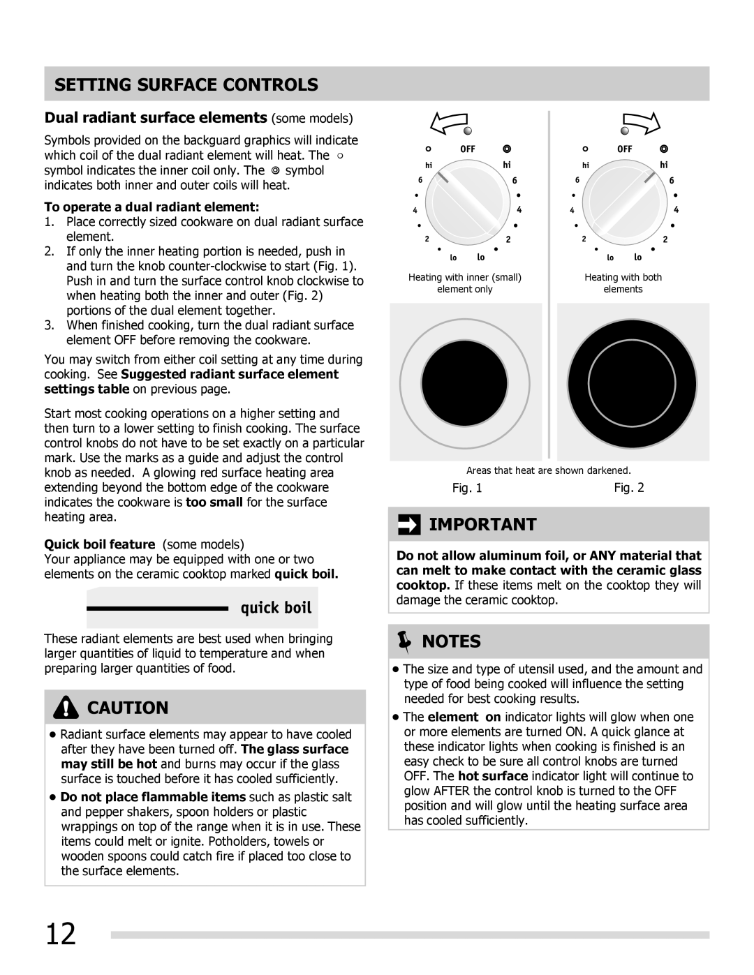 Frigidaire 316902222REVA, FGEF3055MB Dual radiant surface elements some models, To operate a dual radiant element 