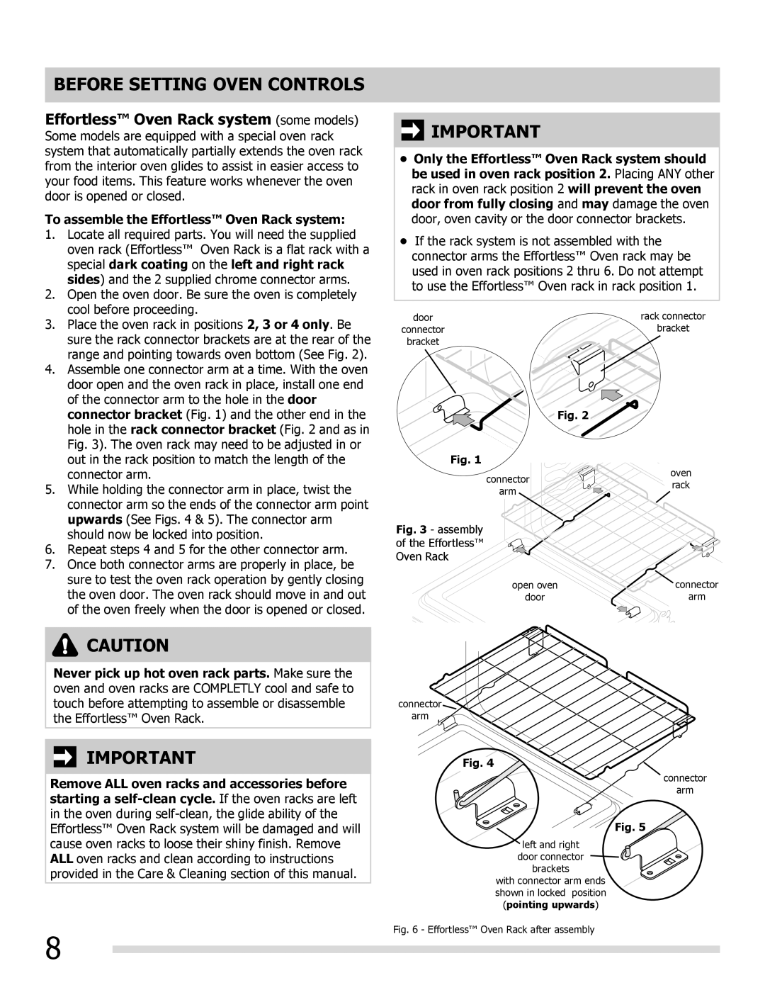 Frigidaire 316902222REVA, FGEF3055MB Effortless Oven Rack system some models, To assemble the Effortless Oven Rack system 