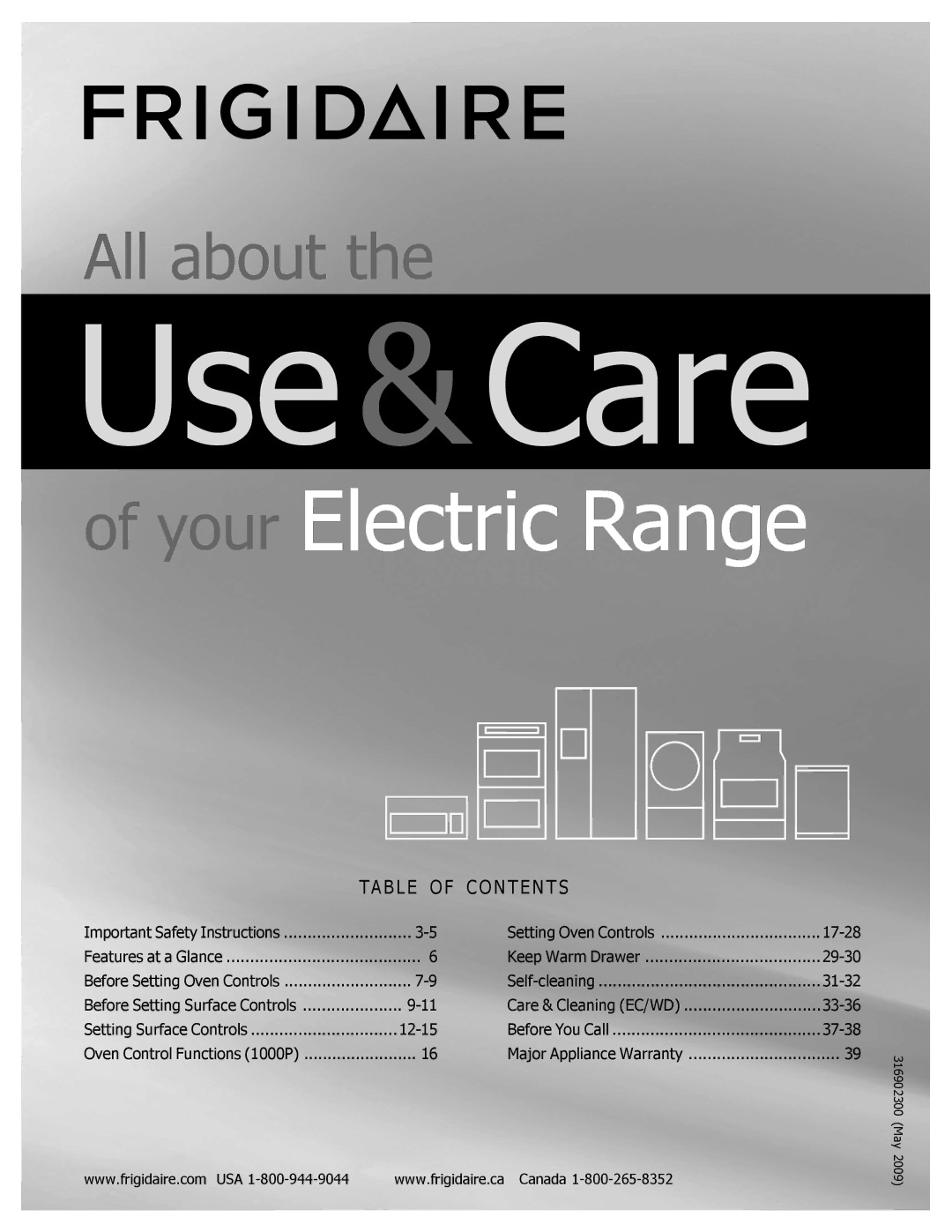 Frigidaire 316902300 important safety instructions Use&Care 