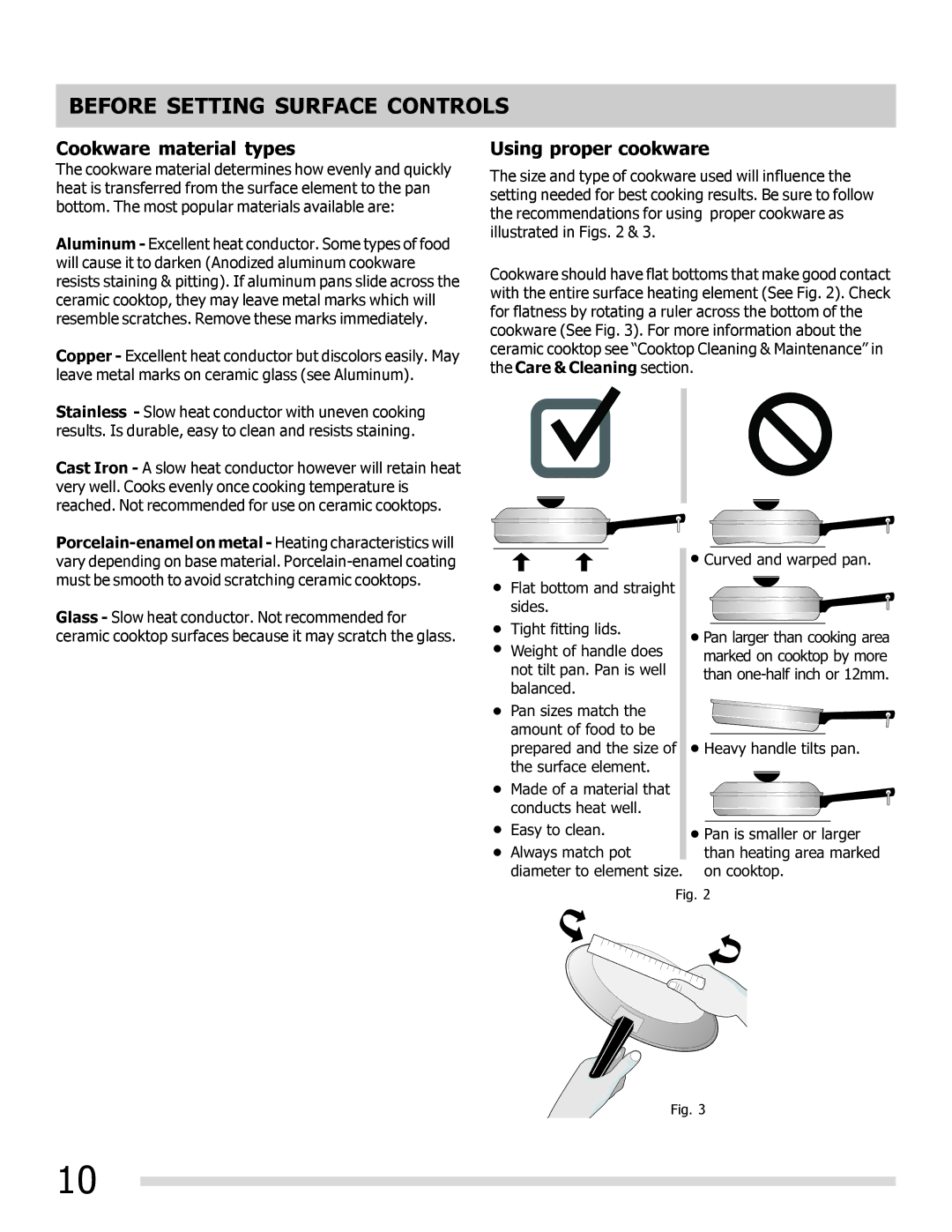 Frigidaire 316902300 important safety instructions Cookware material types, Using proper cookware 