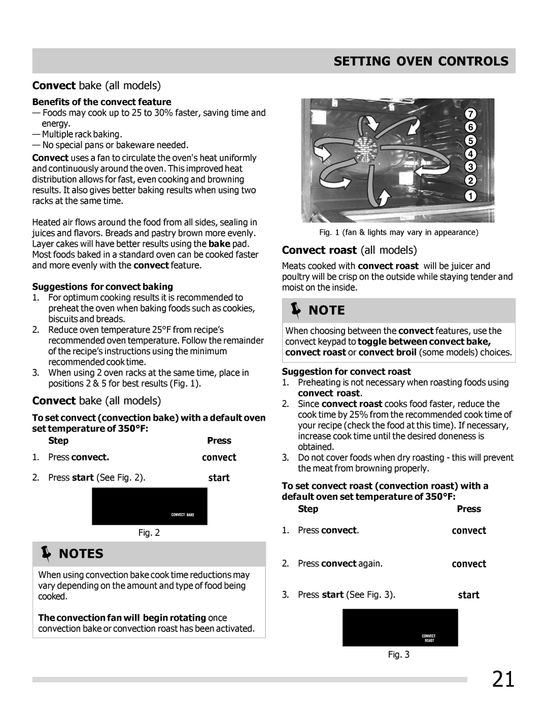 Frigidaire 316902300 Convect roast all models, Benefits of the convect feature, Suggestions for convect baking 