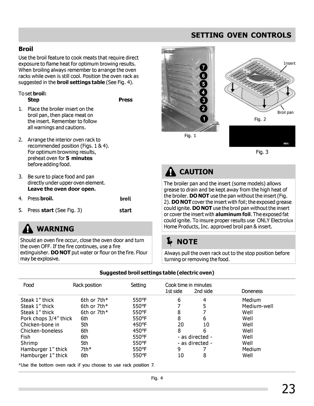 Frigidaire 316902300 important safety instructions Broil, To set broil Step Press, Leave the oven door open 