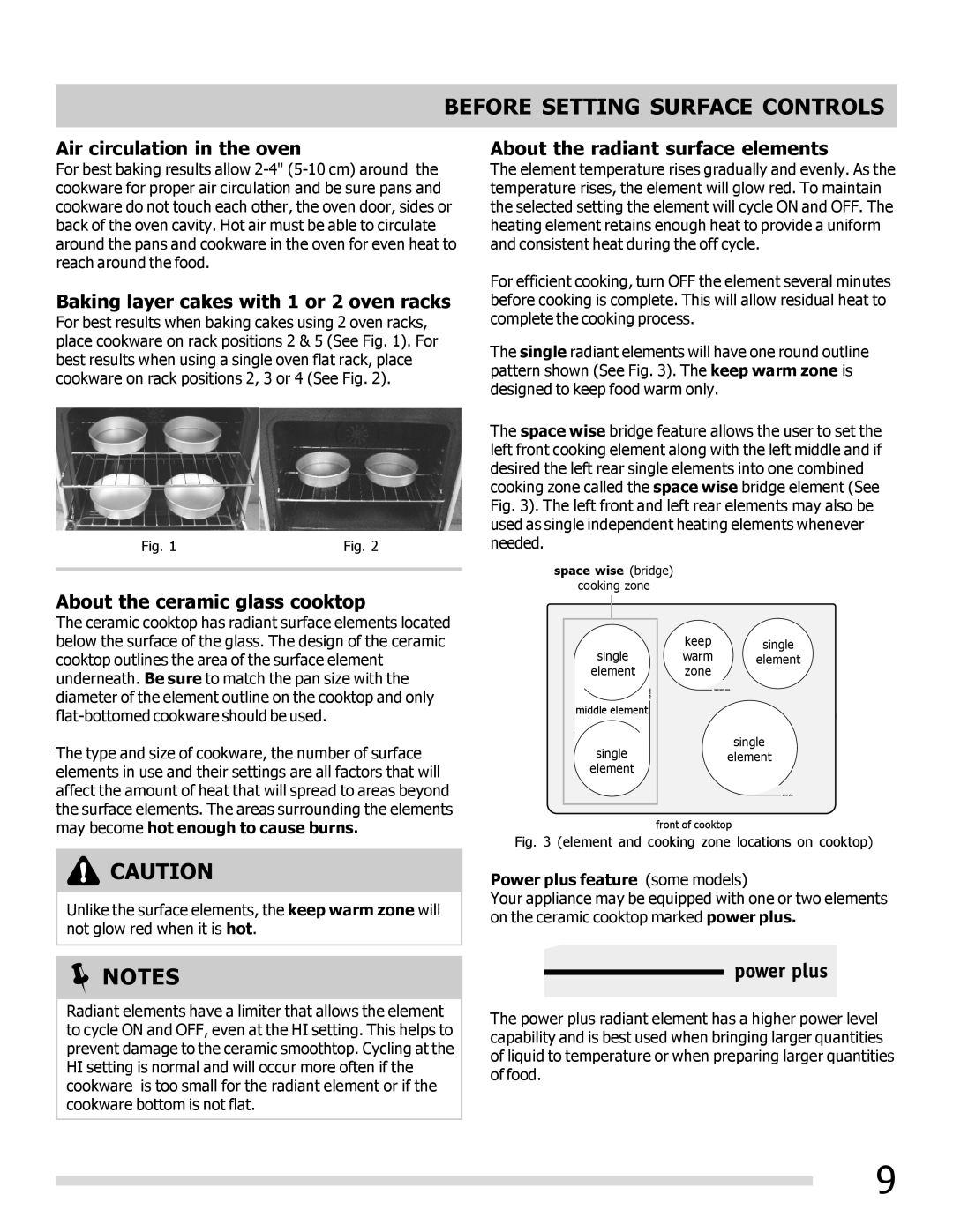 Frigidaire 316902300 Before Setting Surface Controls, Air circulation in the oven, May become hot enough to cause burns 