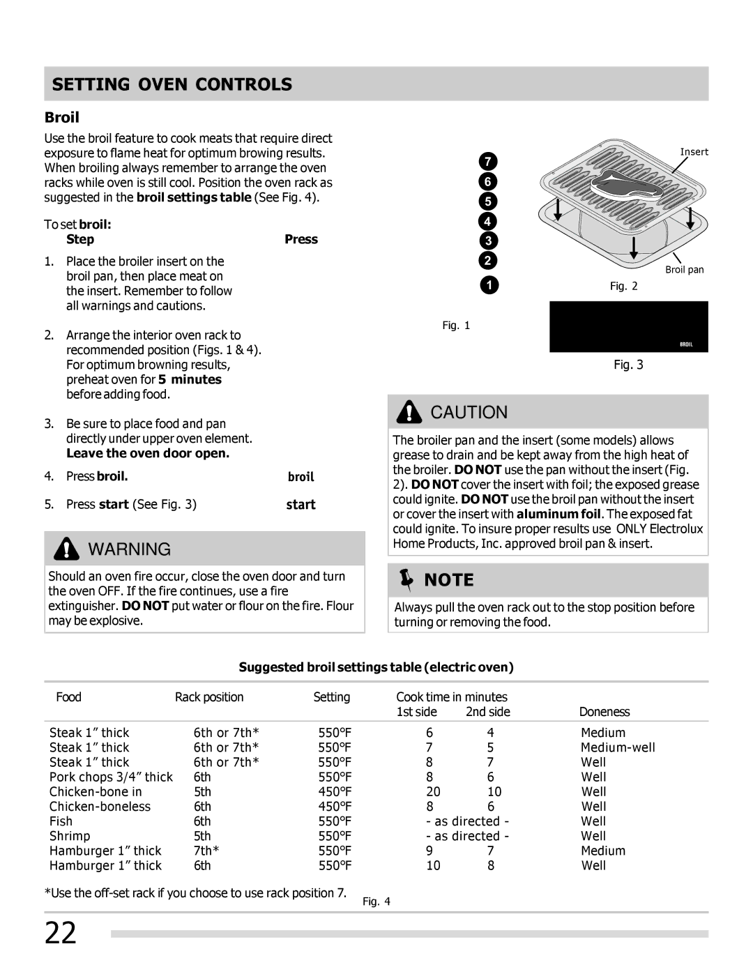 Frigidaire 316902304 important safety instructions Broil, To set broil Step Press, Leave the oven door open 