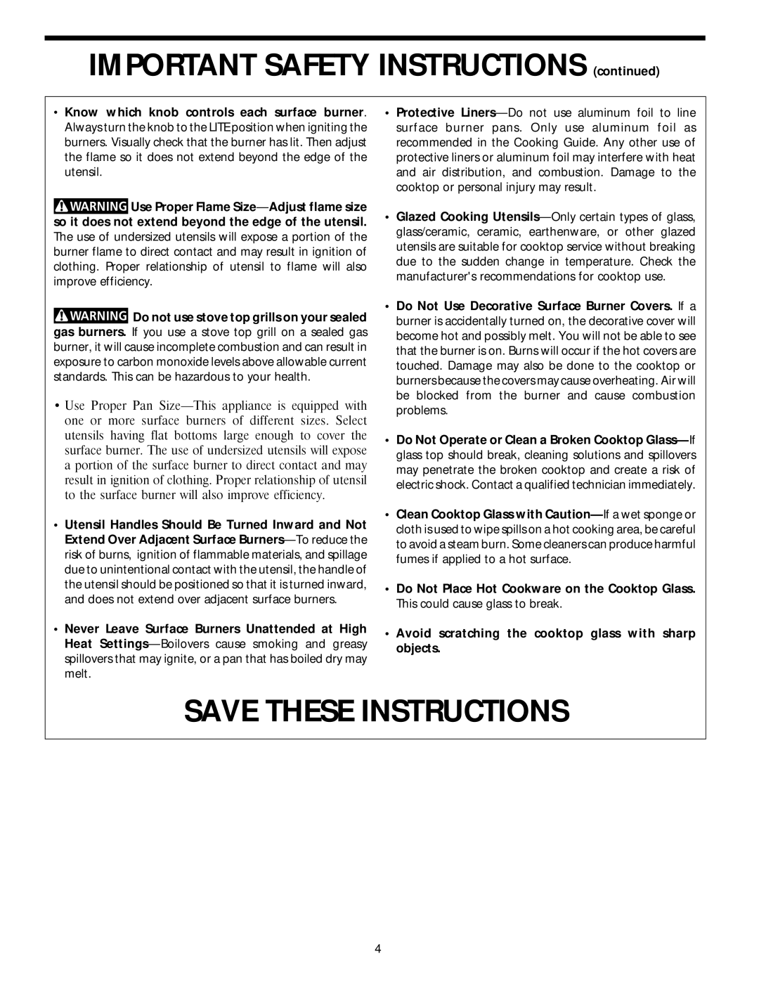 Frigidaire 318068118 important safety instructions Important Safety Instructions 