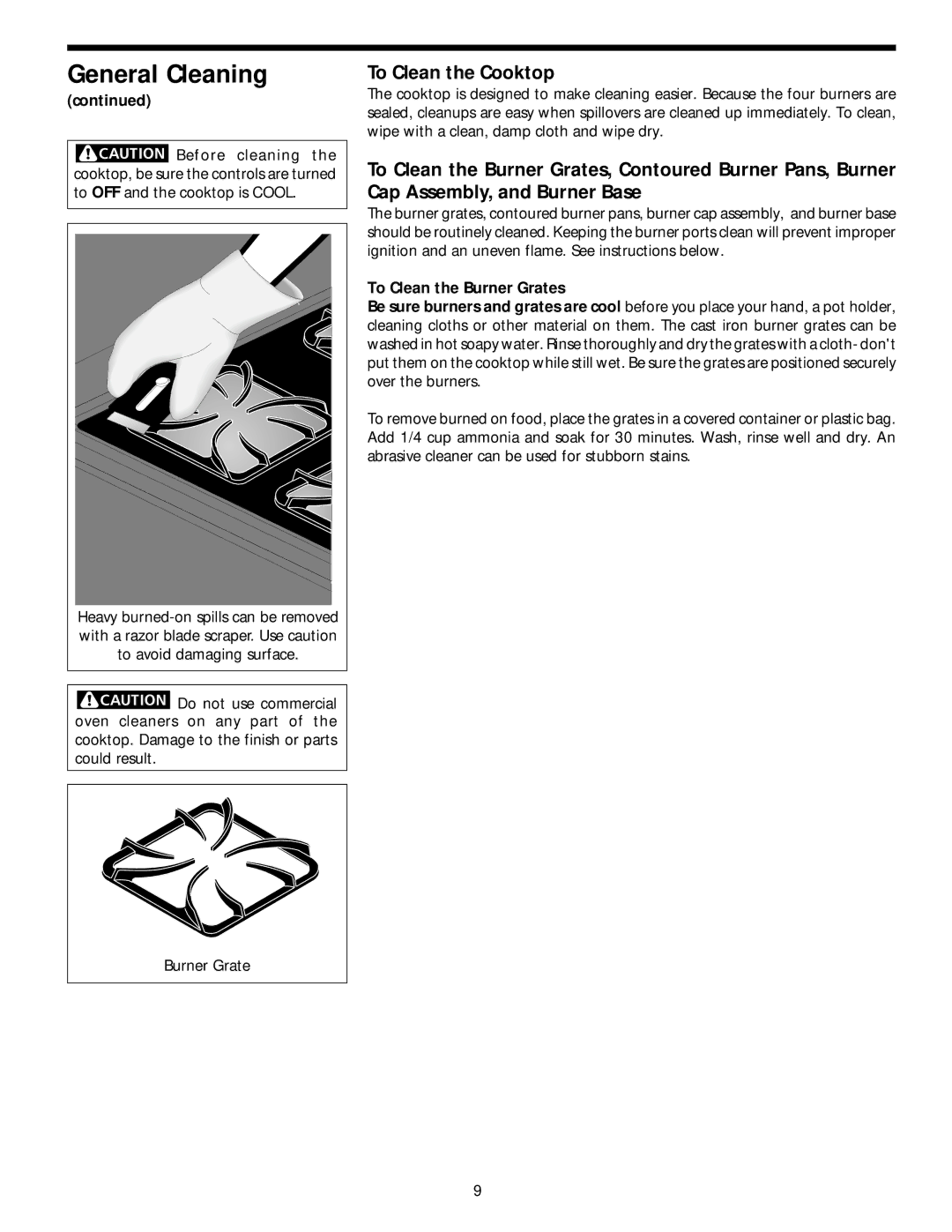 Frigidaire 318068120 important safety instructions To Clean the Cooktop 