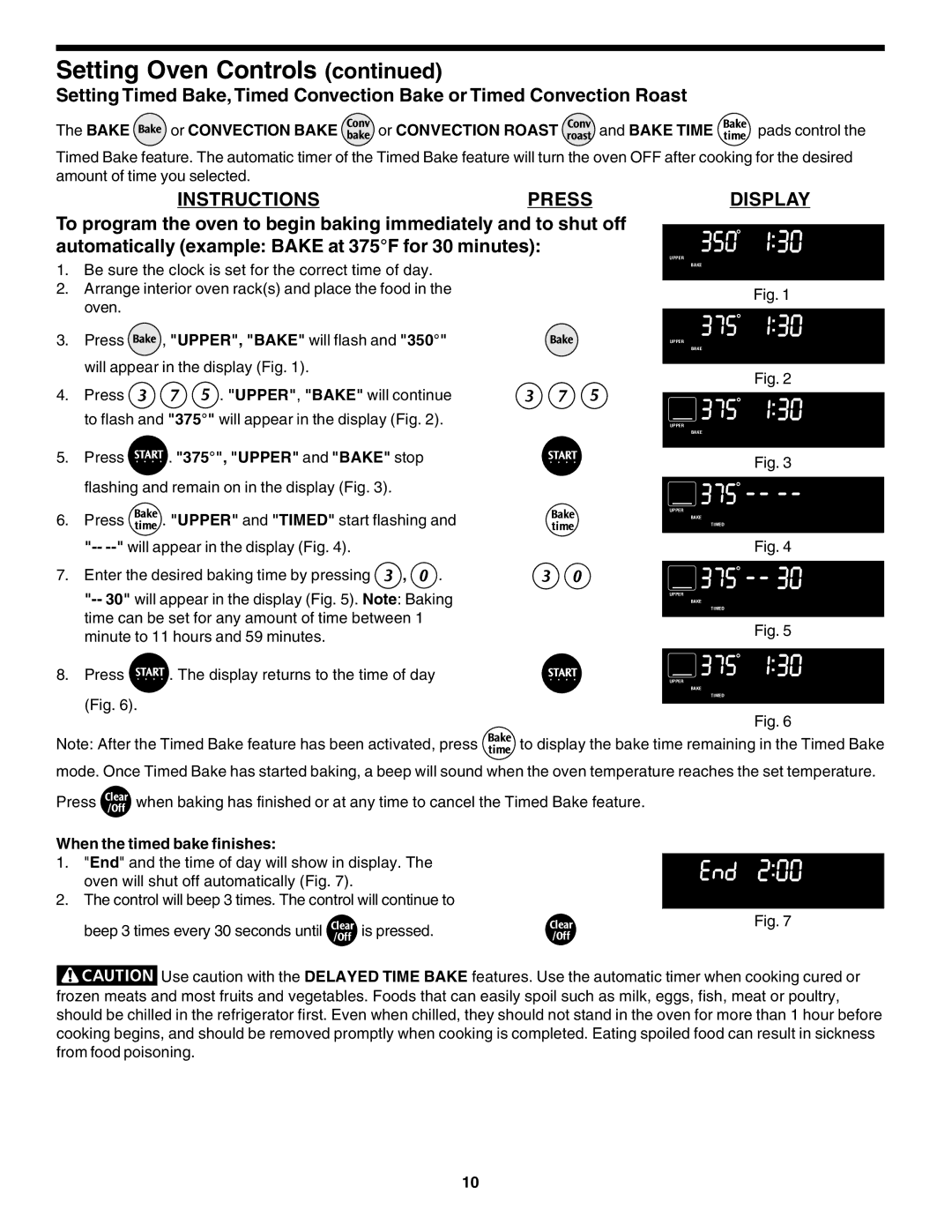 Frigidaire 318200138 (0610) manual Press Start , Upper and Bake stop, Upper and Timed start flashing 