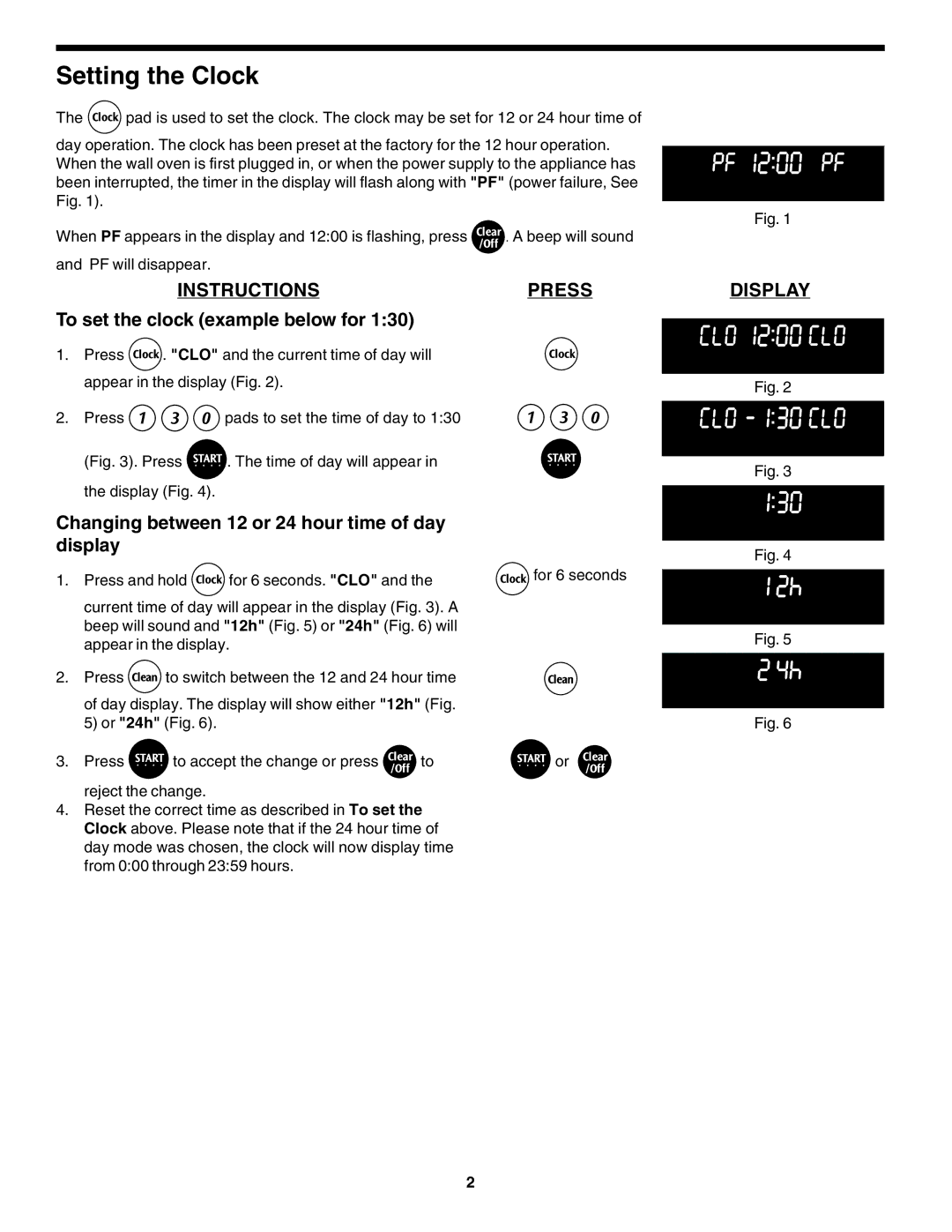 Frigidaire 318200138 (0610) manual Setting the Clock, Instructionspress, To set the clock example below for, Display 