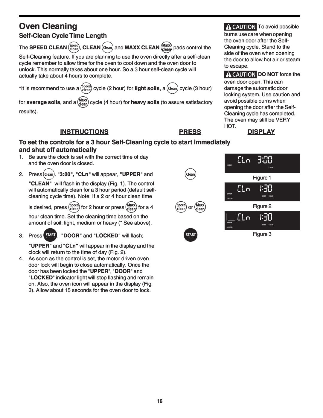 Frigidaire 318200138 (0610) manual Oven Cleaning, Self-CleanCycle Time Length, Instructions, Press, Display 