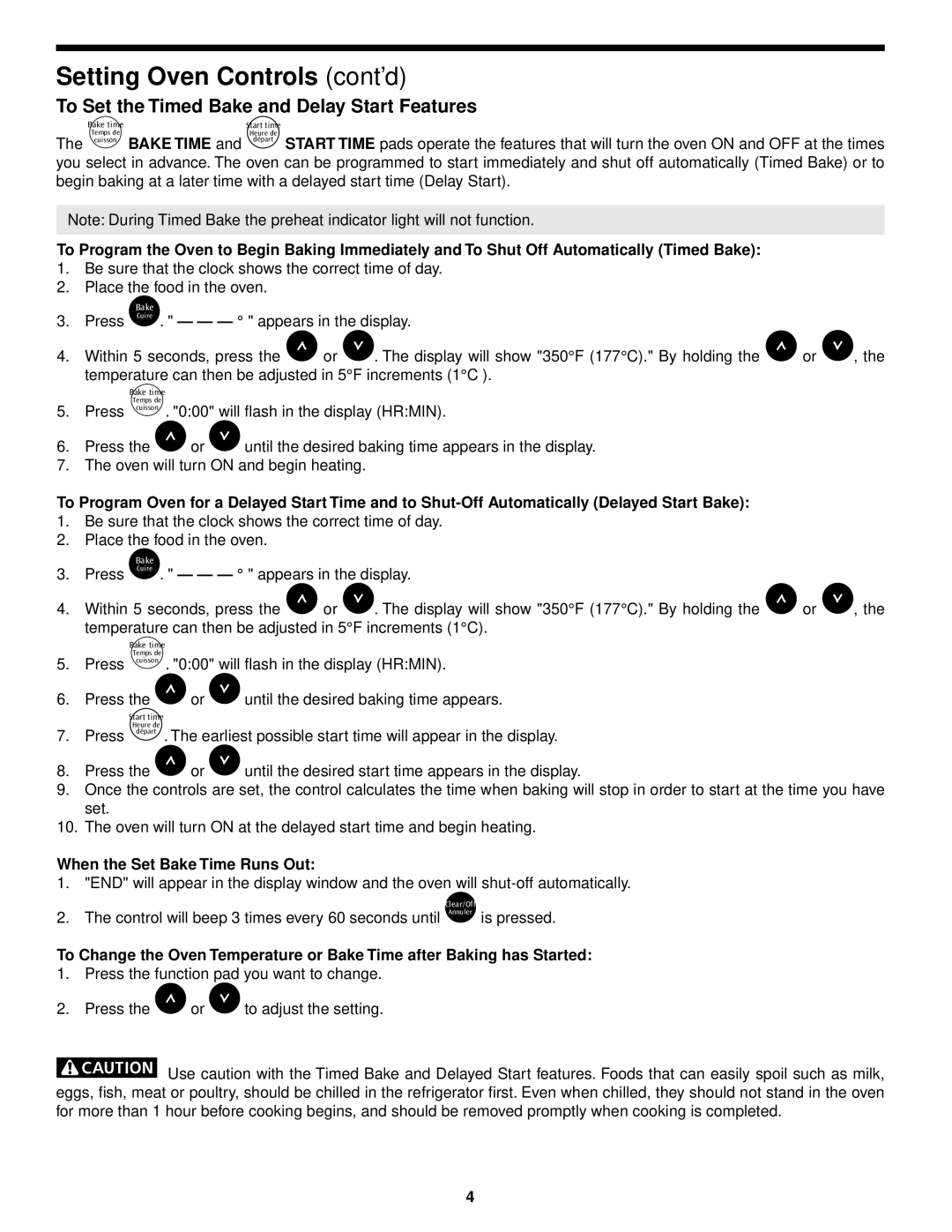 Frigidaire 318200183 (0903), CFES365EC manual When the Set Bake Time Runs Out 