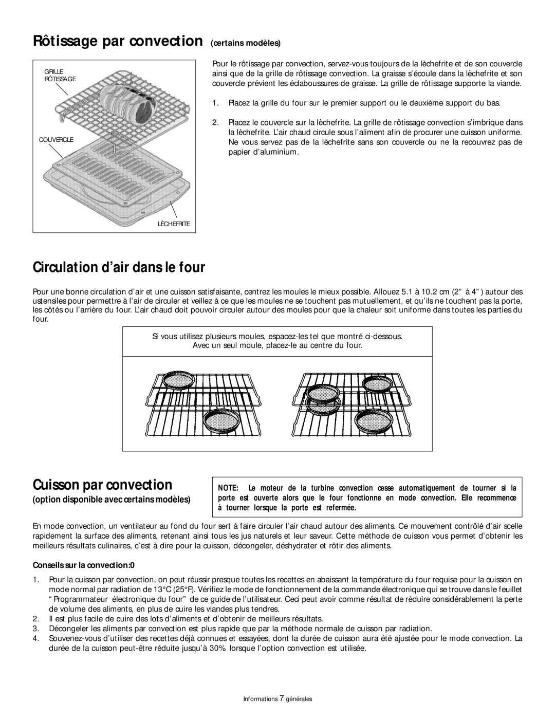 Frigidaire 318200404 Rôtissage par convection certains modèles, Circulation d’air dans le four, Cuisson par convection 