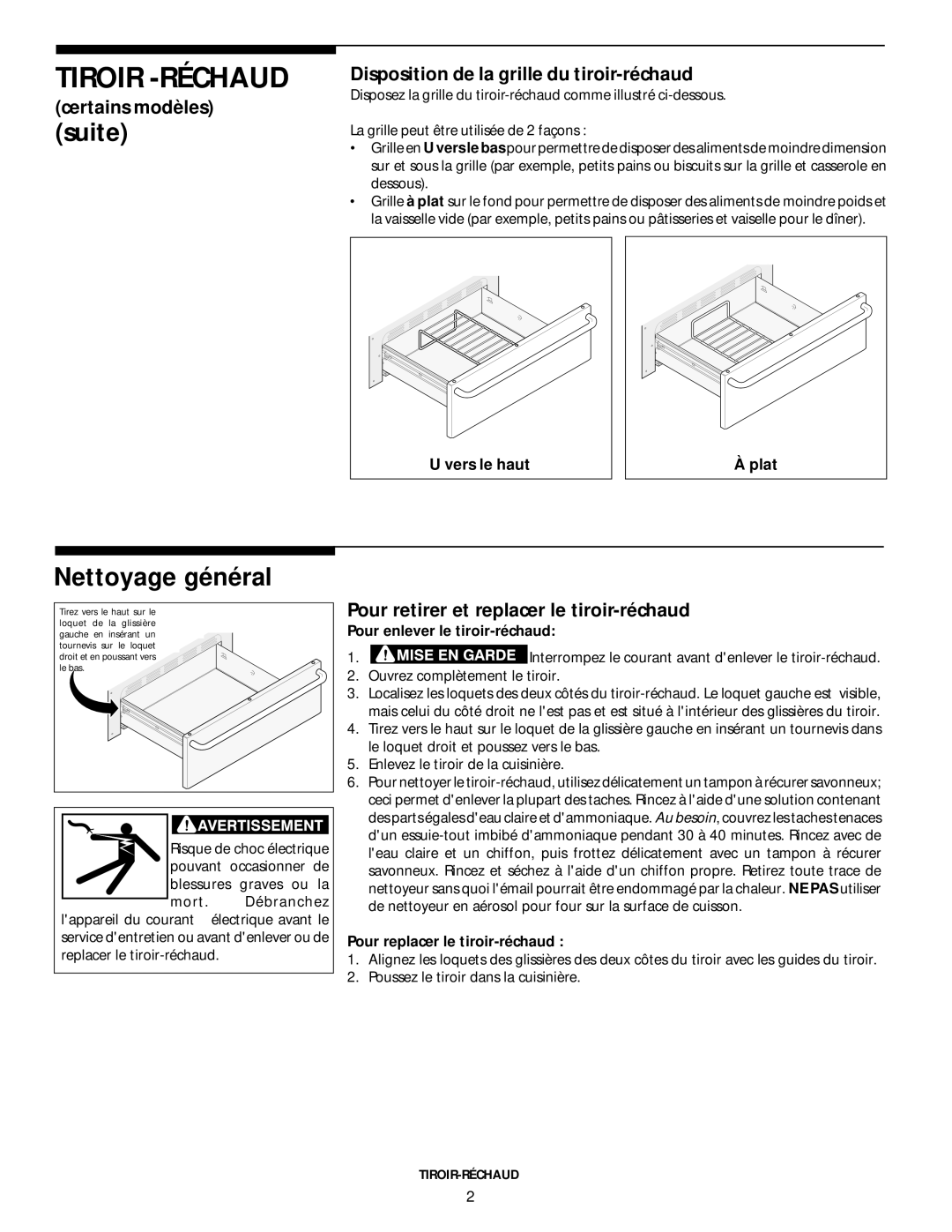 Frigidaire 318200404 manual Suite, Nettoyage général 