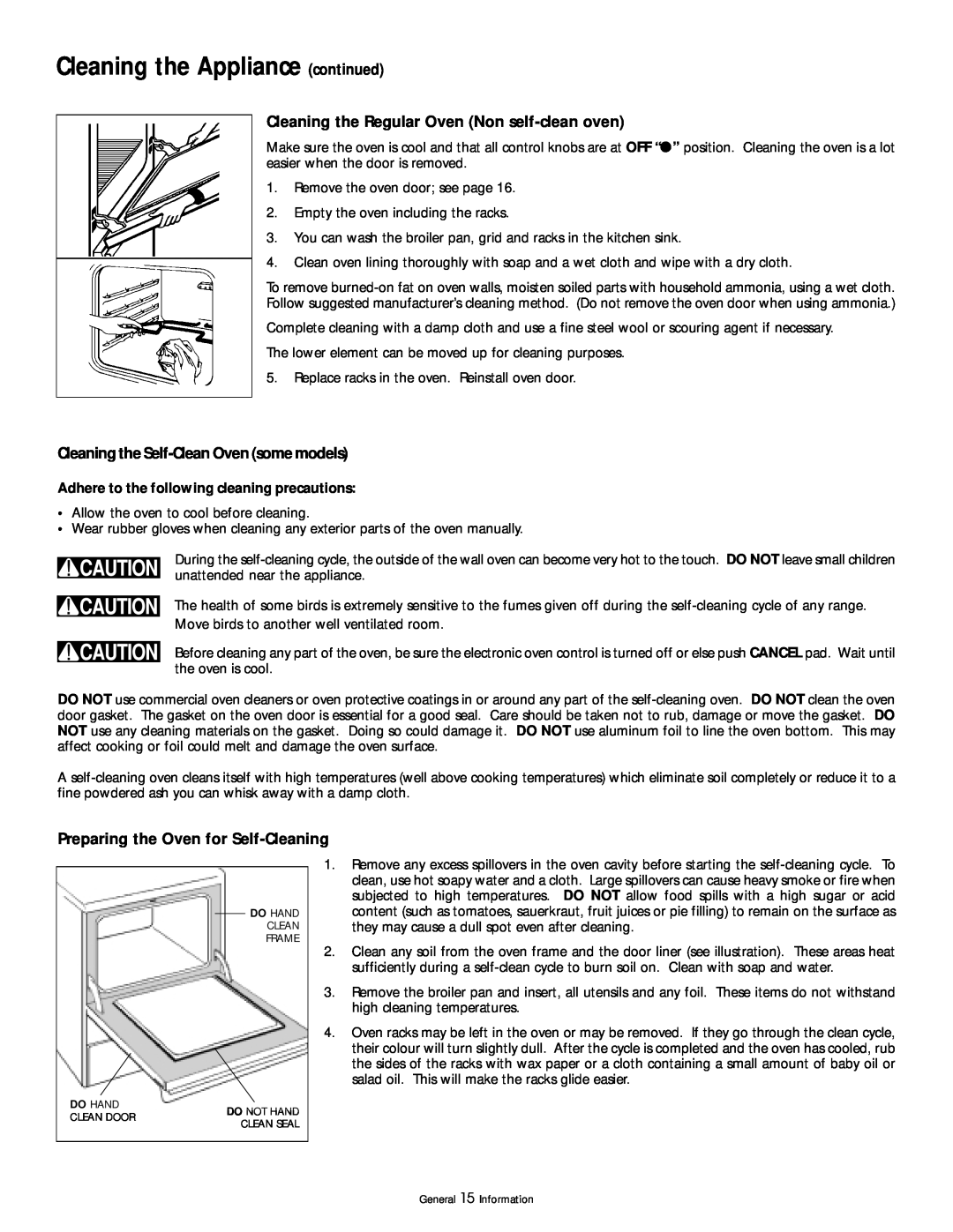 Frigidaire 318200404 manual Cleaning the Regular Oven Non self-clean oven, Cleaning the Self-Clean Oven some models 