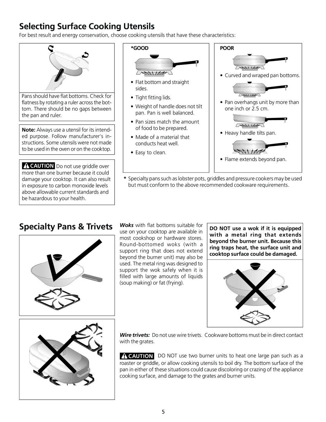 Frigidaire 318200563 important safety instructions Selecting Surface Cooking Utensils, Good 