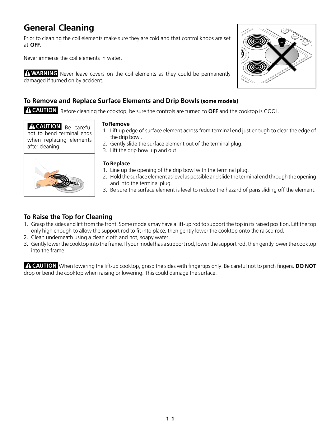 Frigidaire 318200612 important safety instructions General Cleaning, To Raise the Top for Cleaning, To Replace 