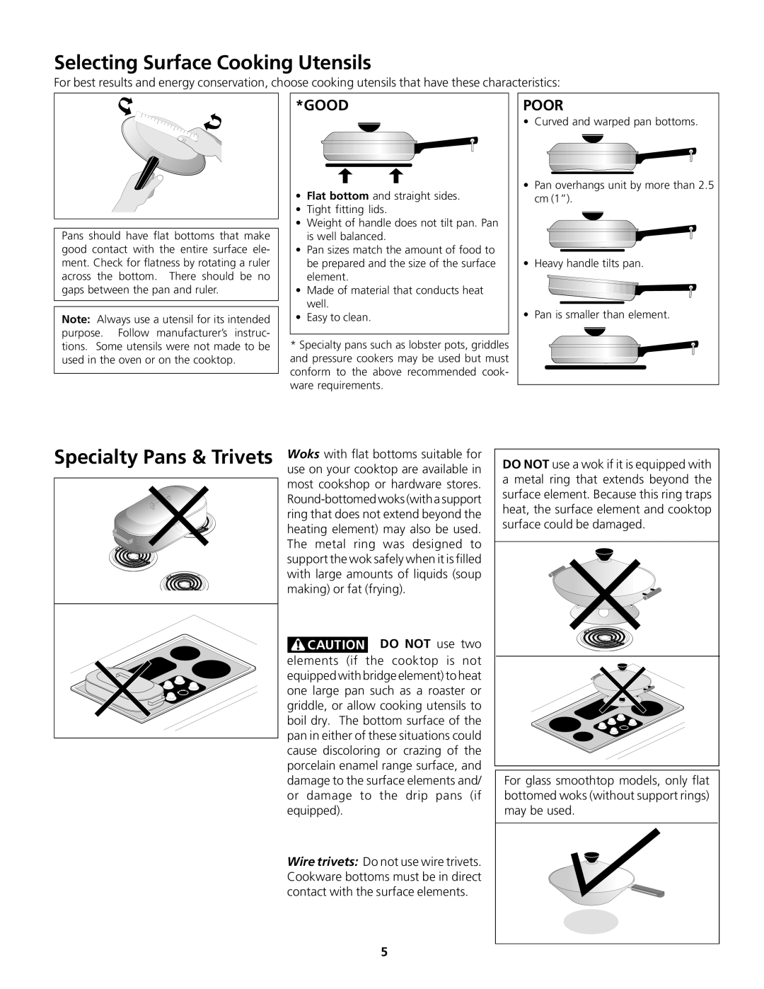 Frigidaire 318200612 important safety instructions Selecting Surface Cooking Utensils, Good 