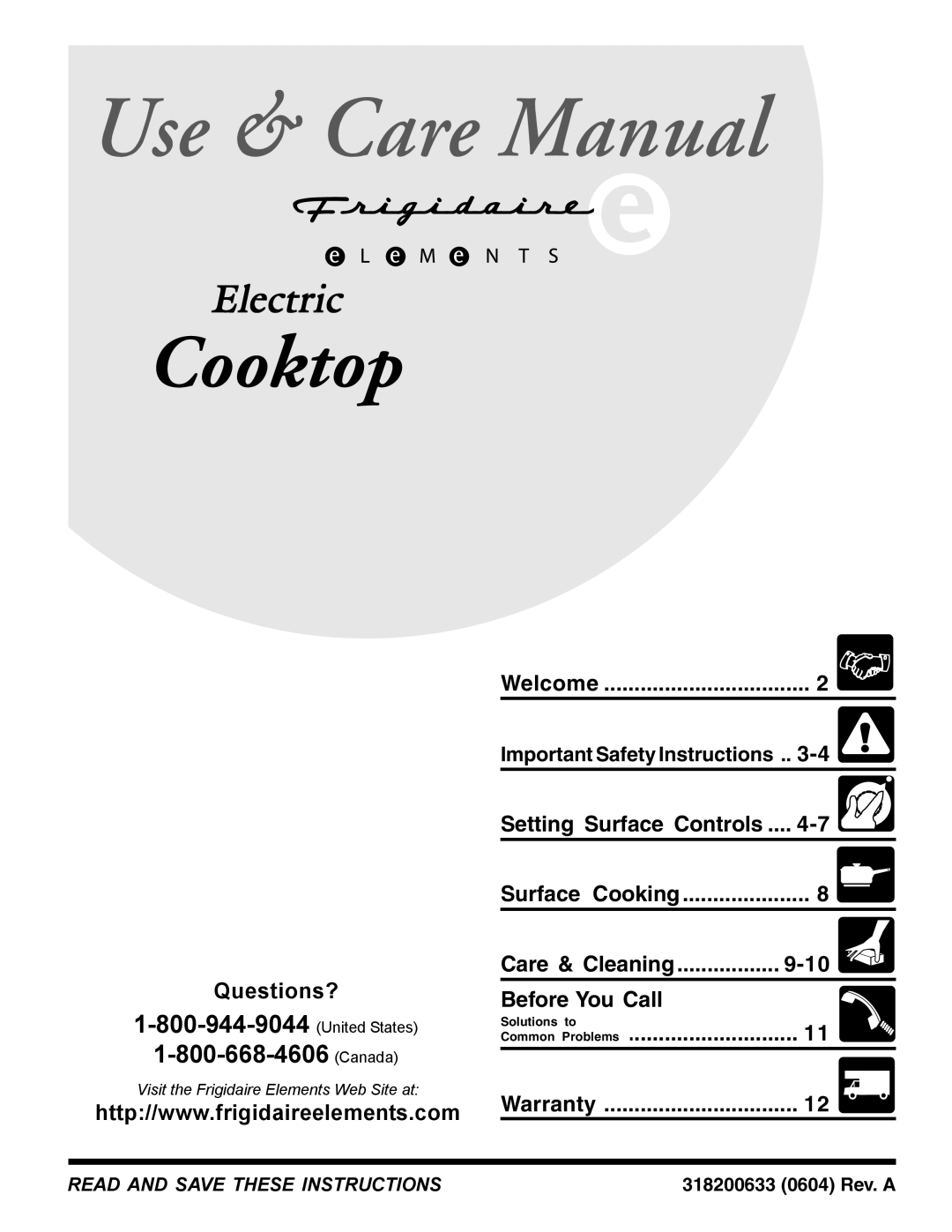 Frigidaire 318200633 warranty Welcome, Setting Surface Controls, Before You Call, Surface Cooking, Warranty 