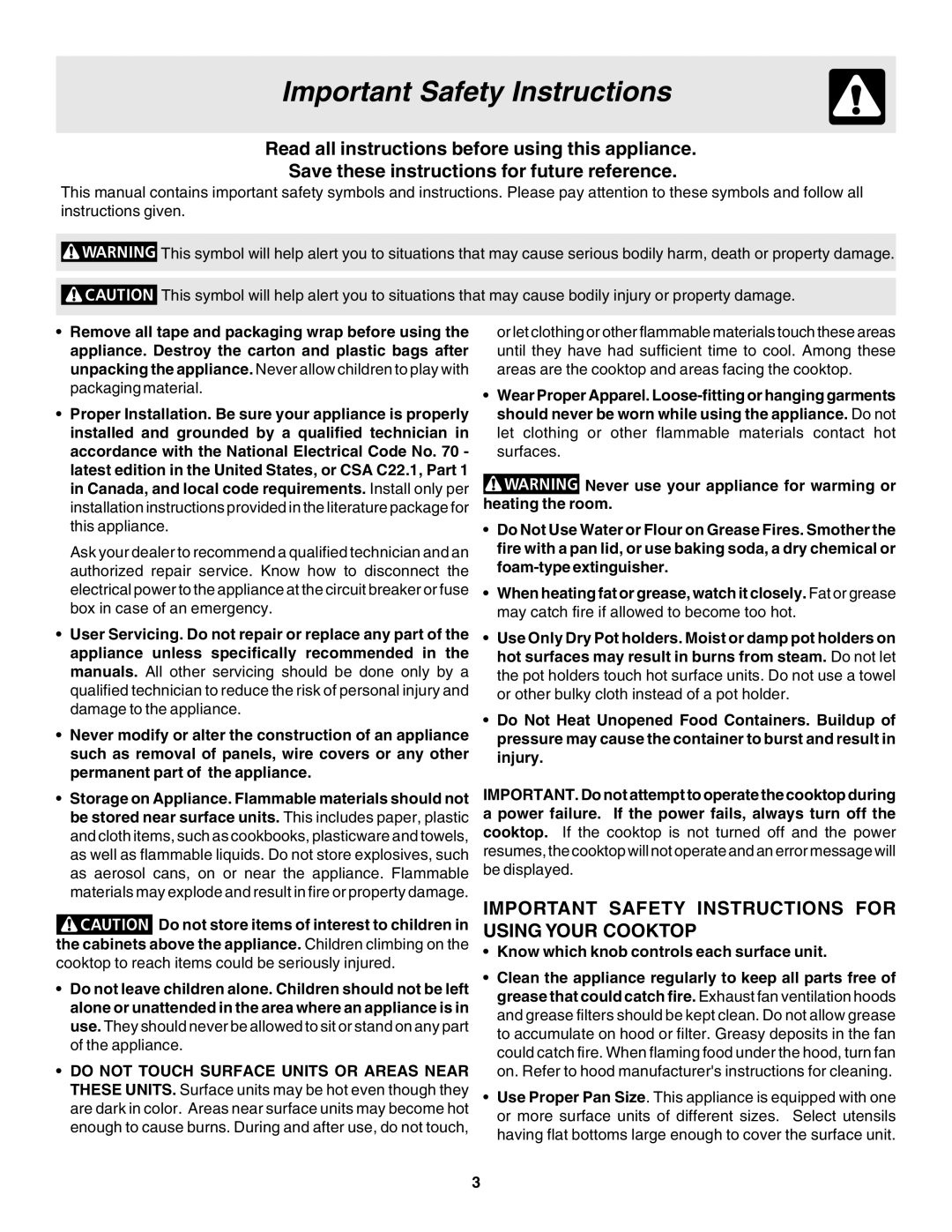 Frigidaire 318200633 warranty Important Safety Instructions, Know which knob controls each surface unit 