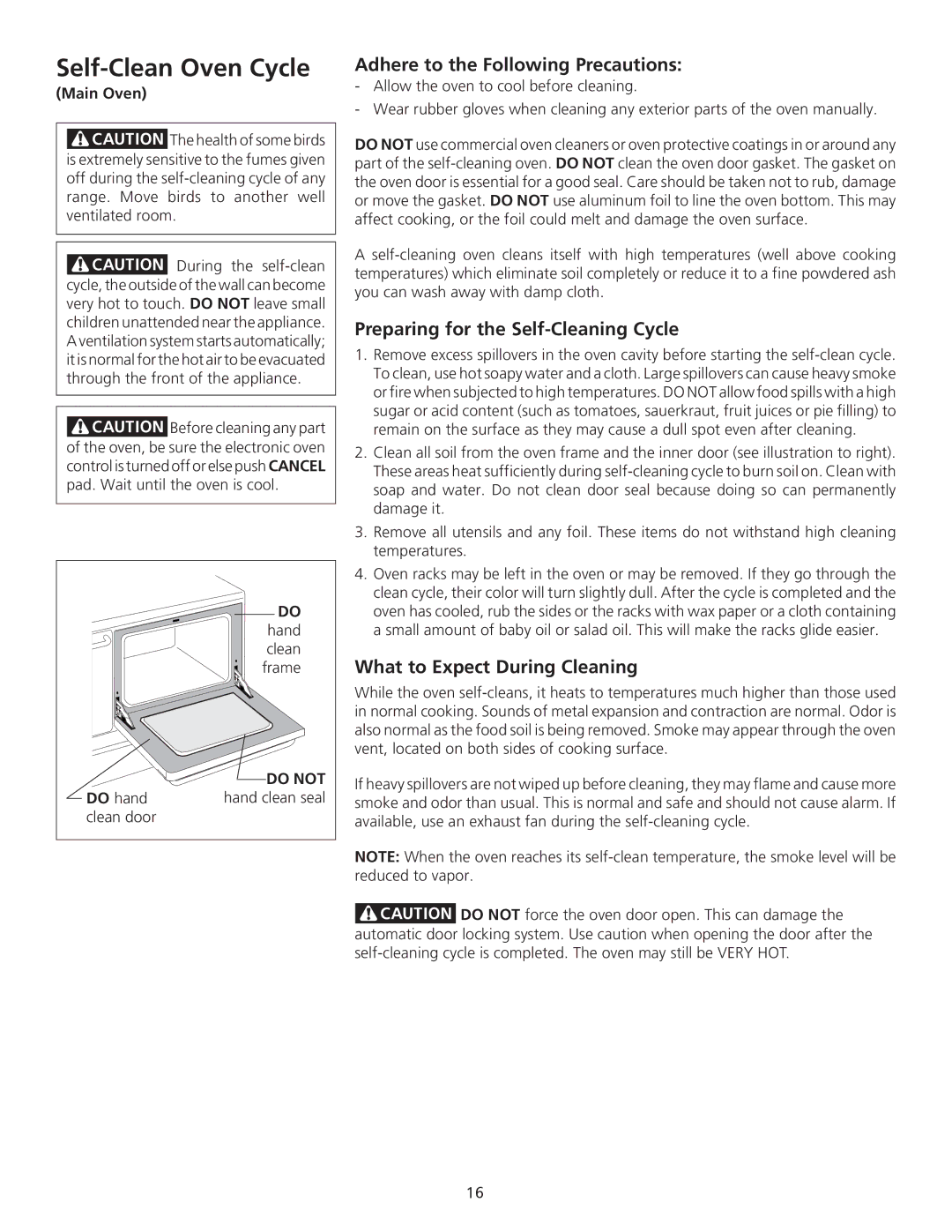 Frigidaire 318200710 Self-Clean Oven Cycle, Adhere to the Following Precautions, Preparing for the Self-Cleaning Cycle 