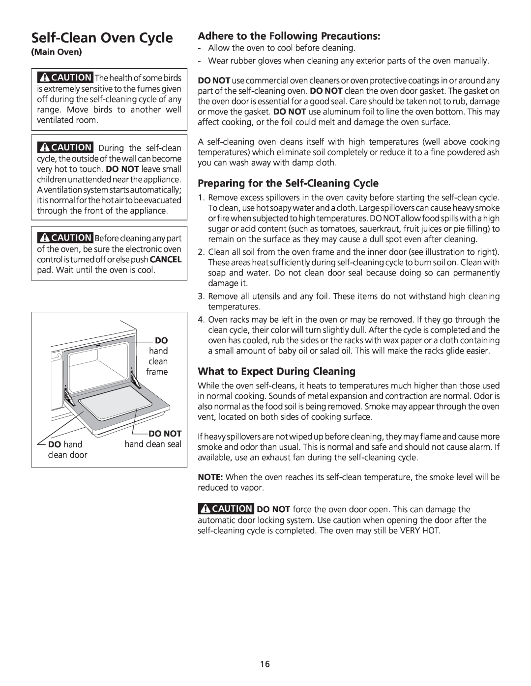 Frigidaire 318200710 Self-CleanOven Cycle, Adhere to the Following Precautions, Preparing for the Self-CleaningCycle 