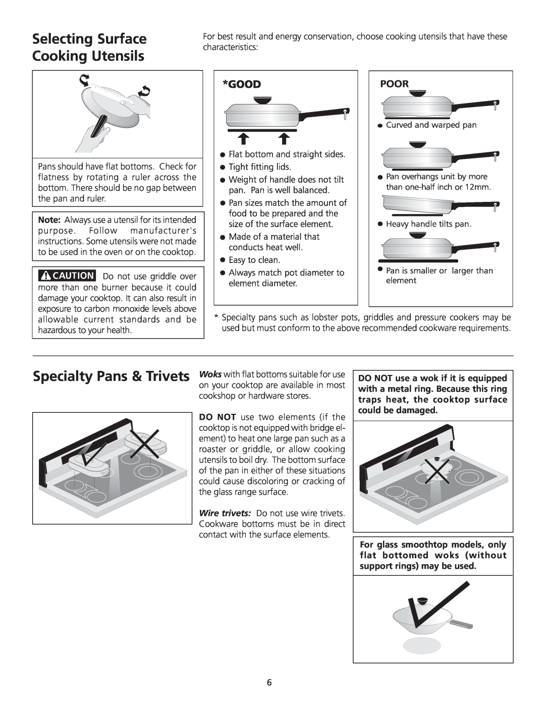 Frigidaire 318200710 important safety instructions Selecting Surface Cooking Utensils 