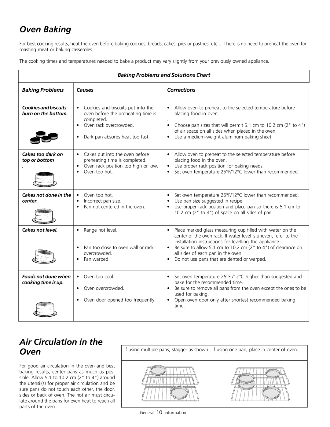 Frigidaire 318200805 warranty Oven Baking, Air Circulation in the Oven 