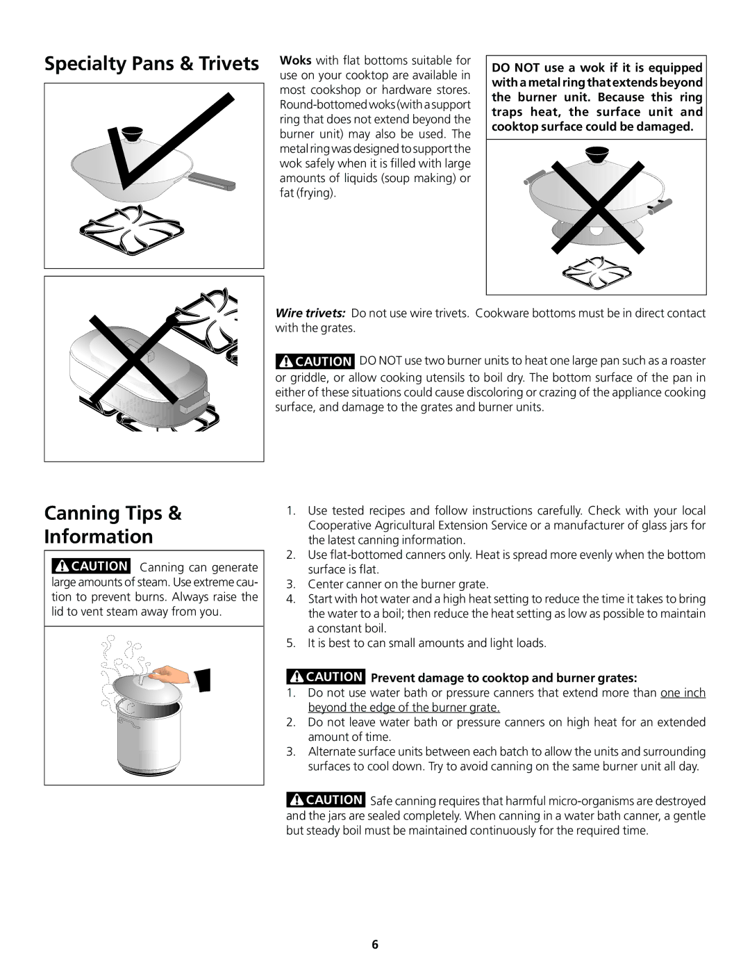 Frigidaire 318200858 important safety instructions Canning Tips Information, Burner unit may also be used, Fat frying 