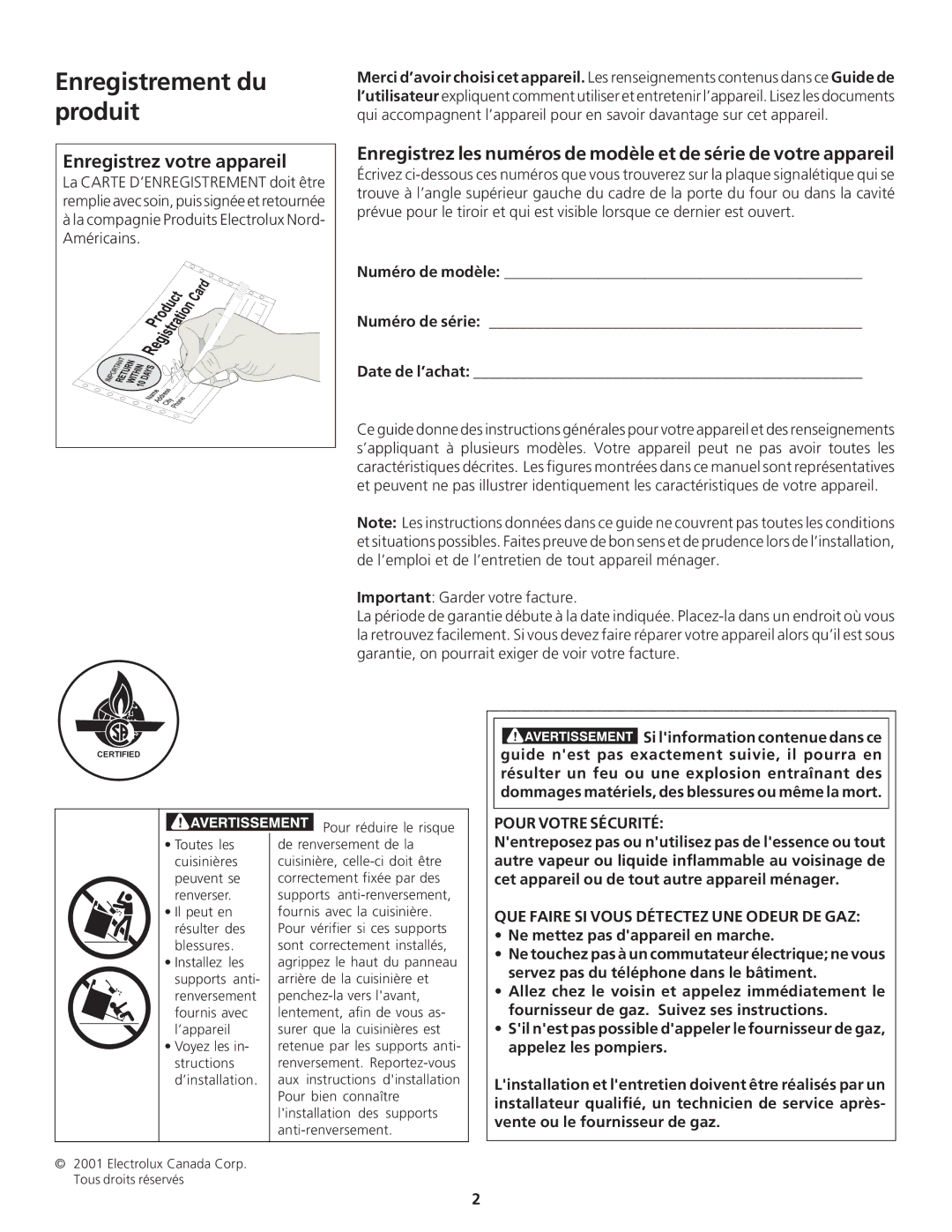 Frigidaire 318200869 manual Enregistrement du, Produit, Enregistrez votre appareil 