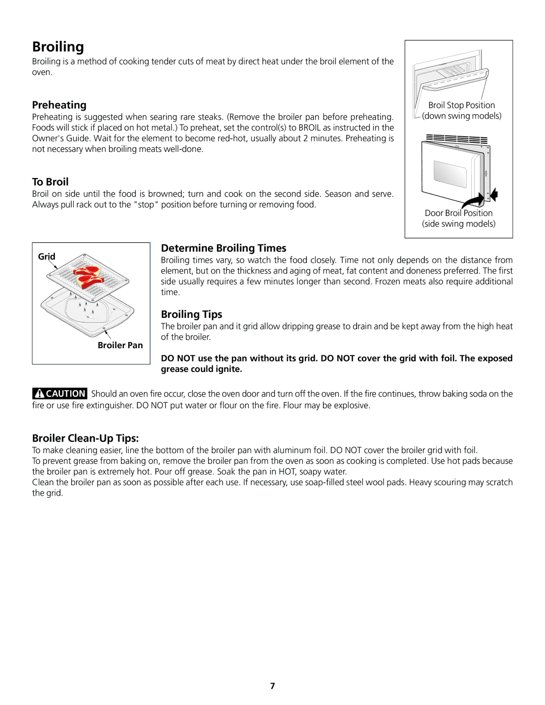 Frigidaire 318200920 important safety instructions Broiling 