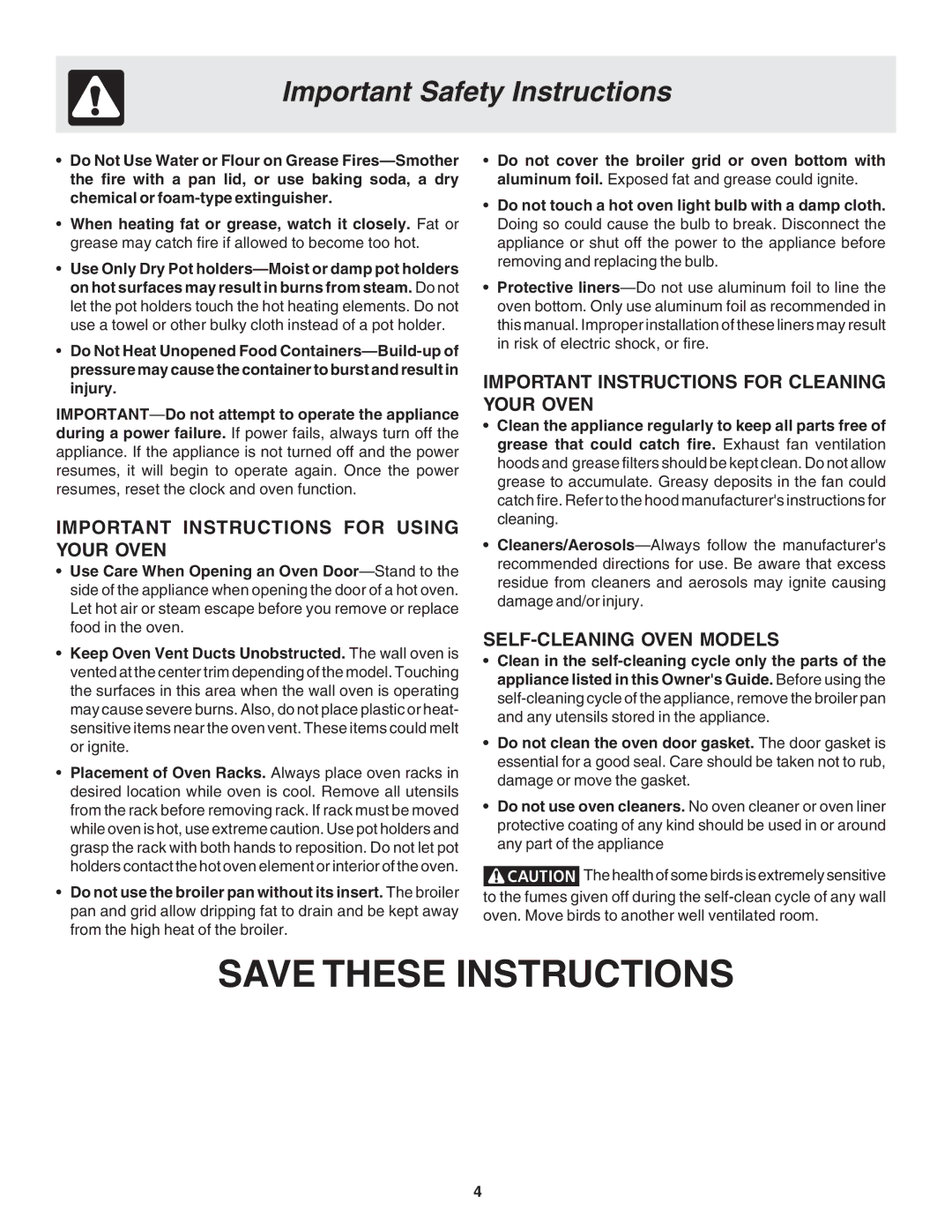 Frigidaire 318200944 manual Important Instructions for Using Your Oven 