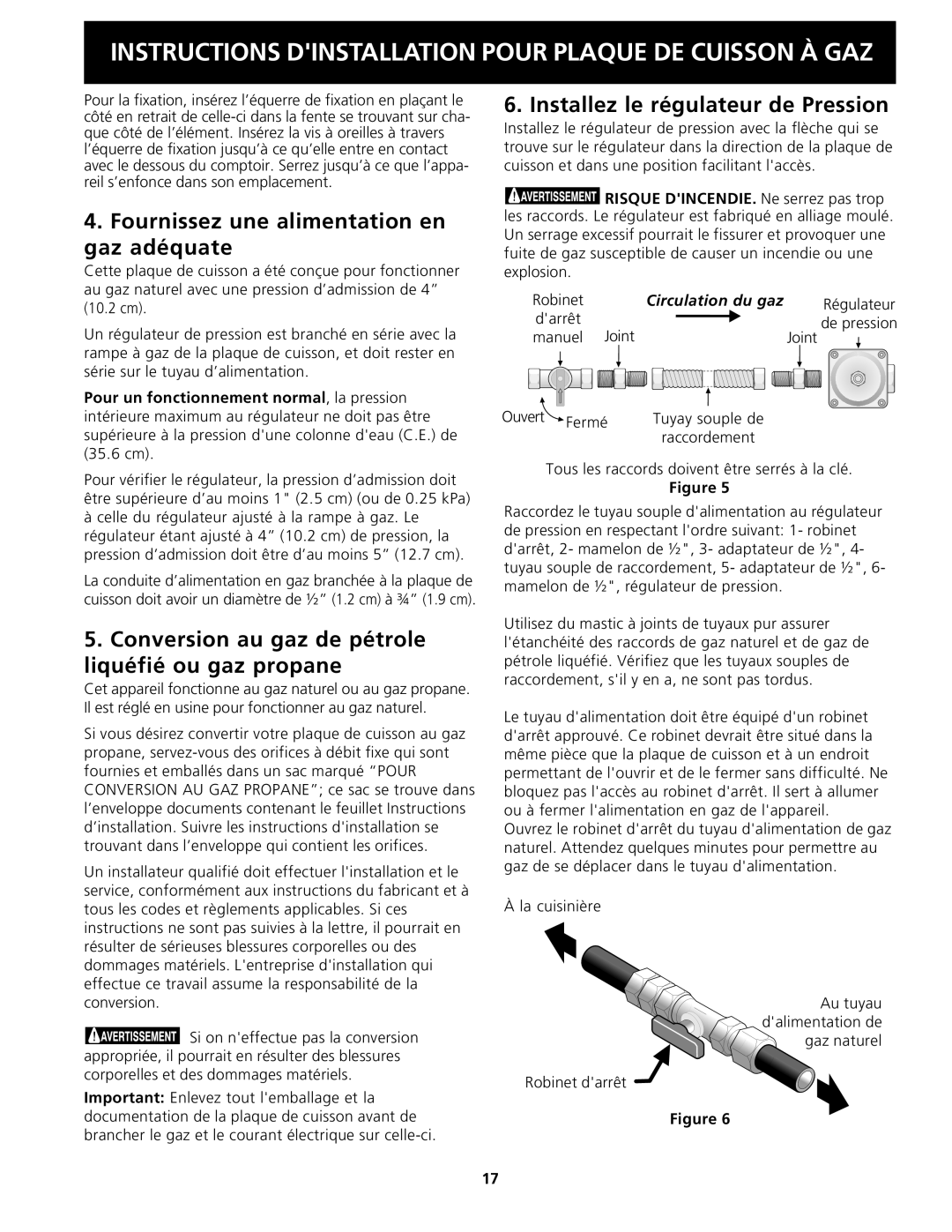 Frigidaire 318201451 Fournissez une alimentation en gaz adéquate, Conversion au gaz de pétrole liquéfié ou gaz propane 