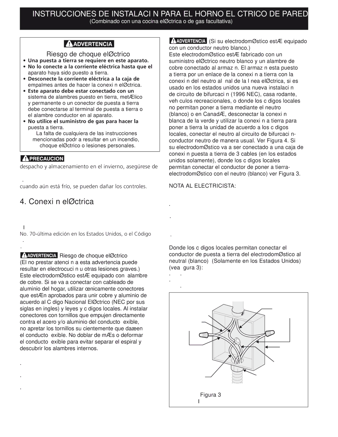 Frigidaire 318201532 manual Conexión eléctrica, Riesgo de choque eléctrico, Desconecte el suministro eléctrico 