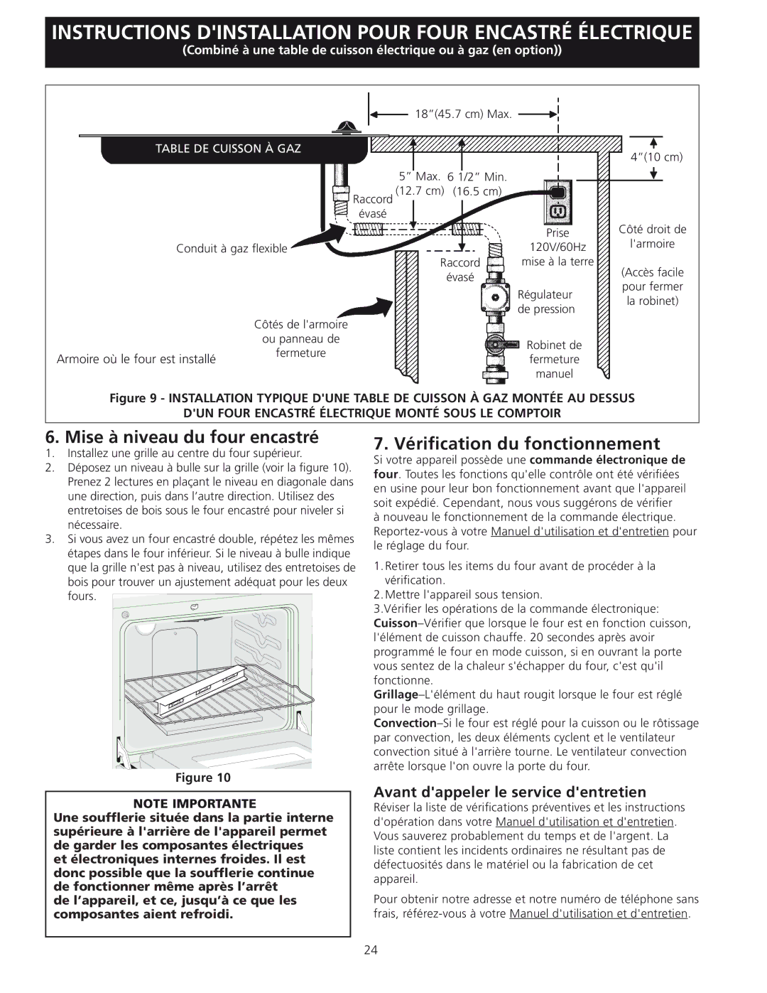 Frigidaire 318201532 Mise à niveau du four encastré, Vérification du fonctionnement, Avant dappeler le service dentretien 