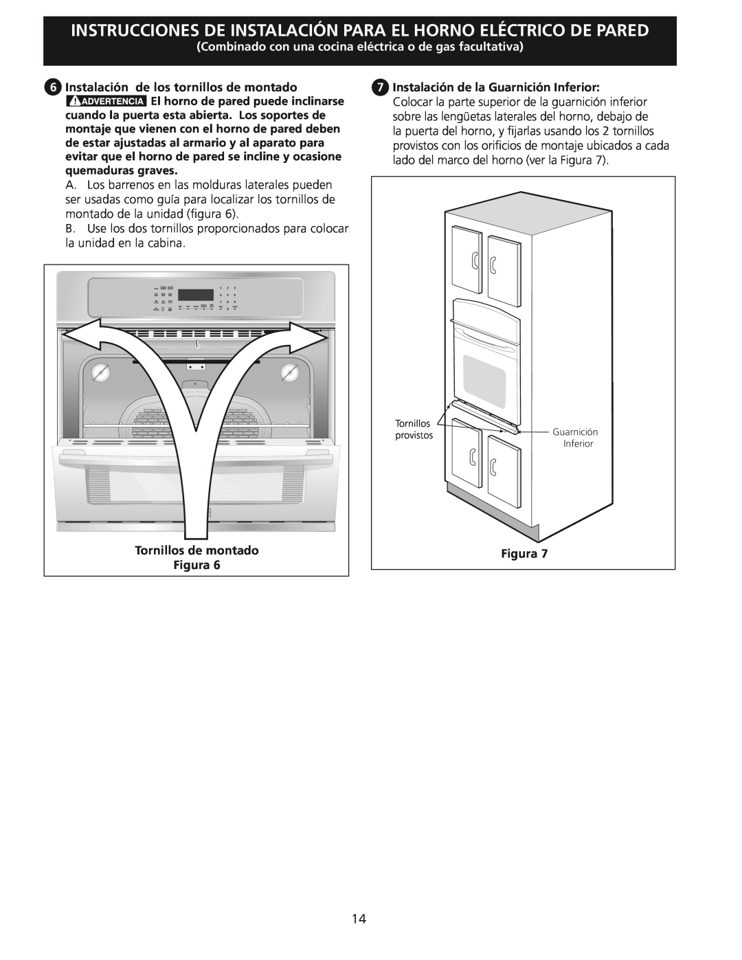 Frigidaire 318201532 manual 6Instalación de los tornillos de montado 