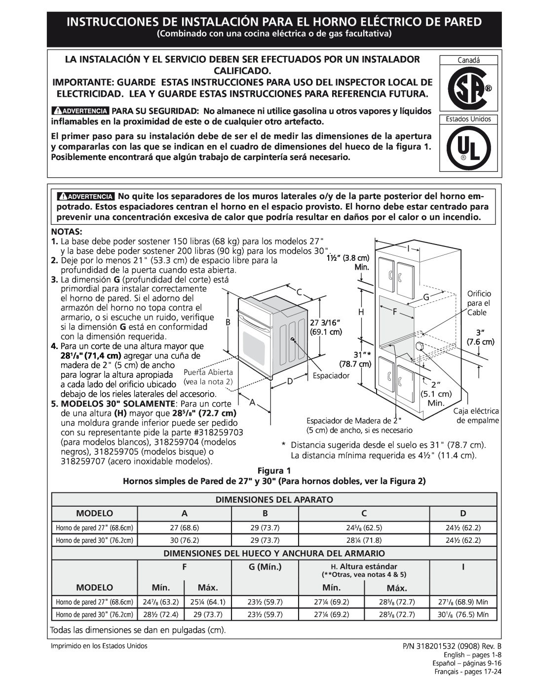 Frigidaire 318201532 manual Calificado 