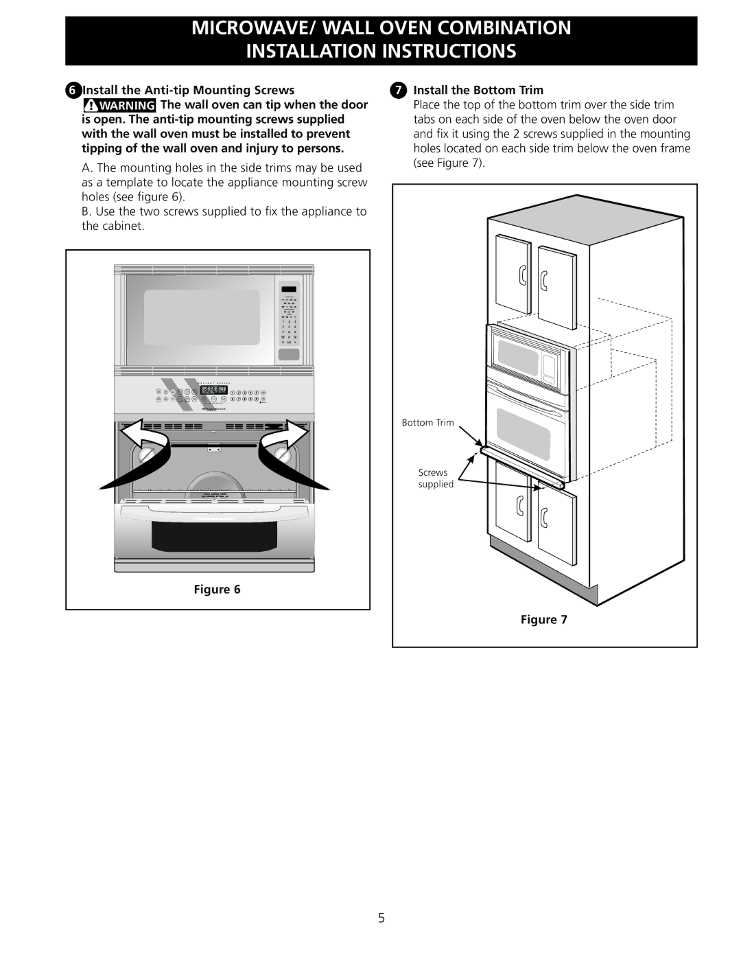 Frigidaire 318201533 installation instructions Bottom Trim 