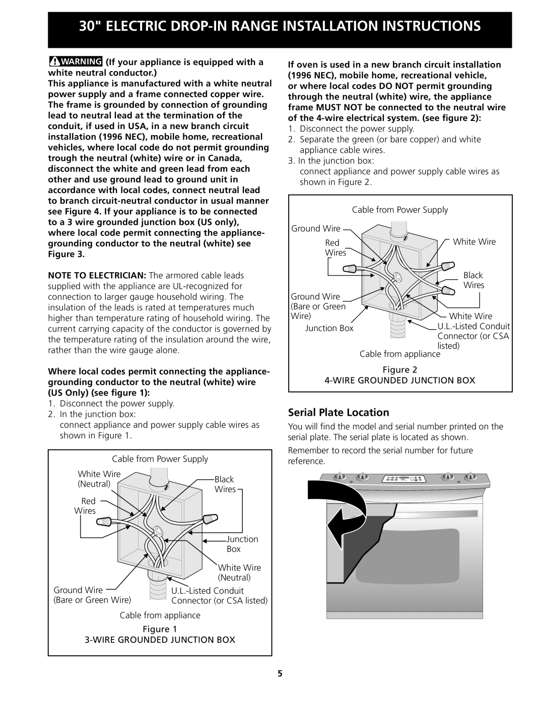 Frigidaire 318201613 installation instructions Serial Plate Location 