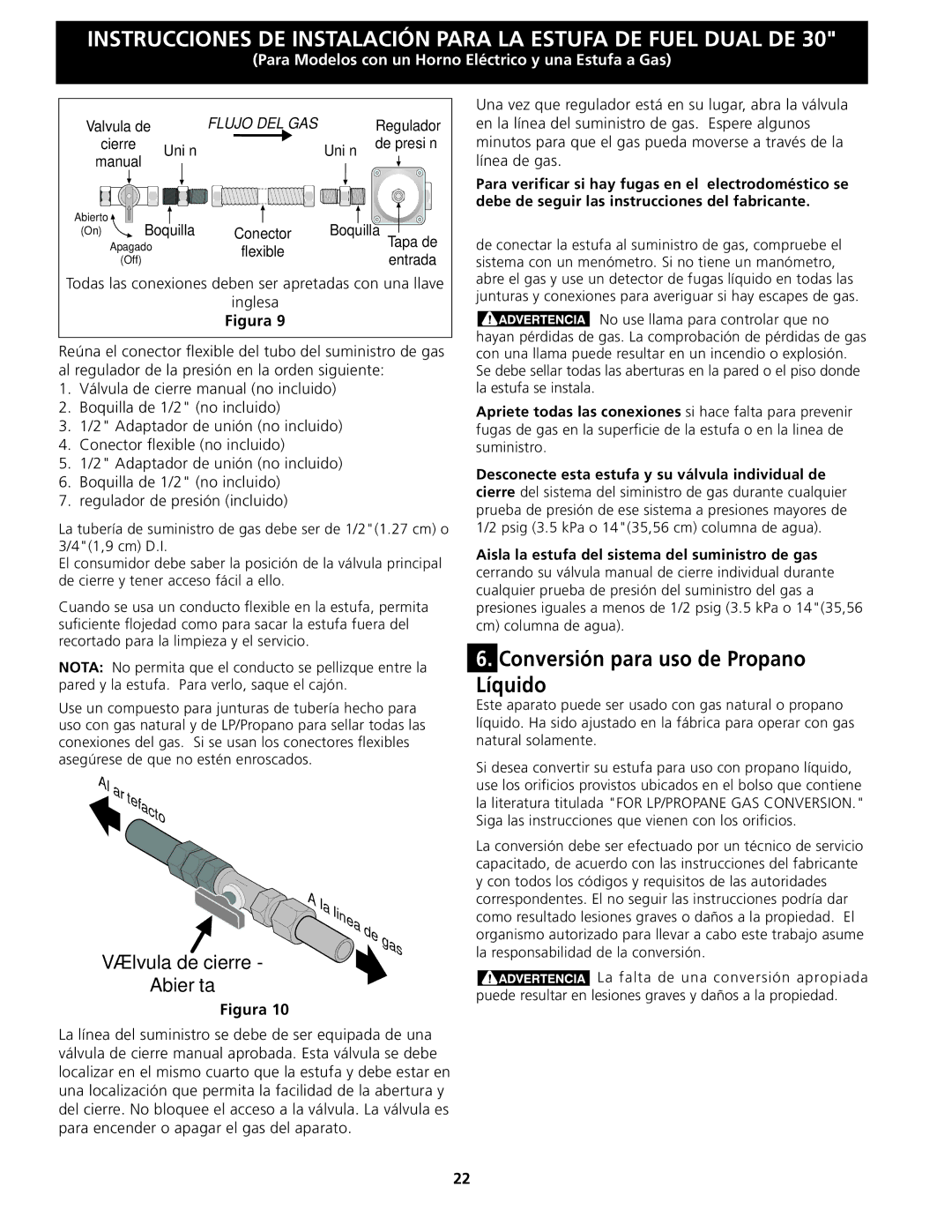 Frigidaire 318201679 (0903), CPDS3085KF installation instructions Conversión para uso de Propano Líquido, Inglesa 