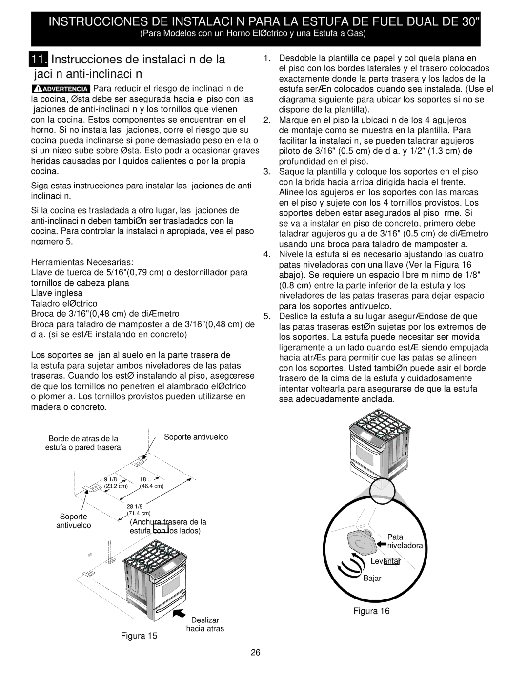 Frigidaire 318201679 (0903) Instrucciones de instalación de la fijación anti-inclinación, Herramientas Necesarias 