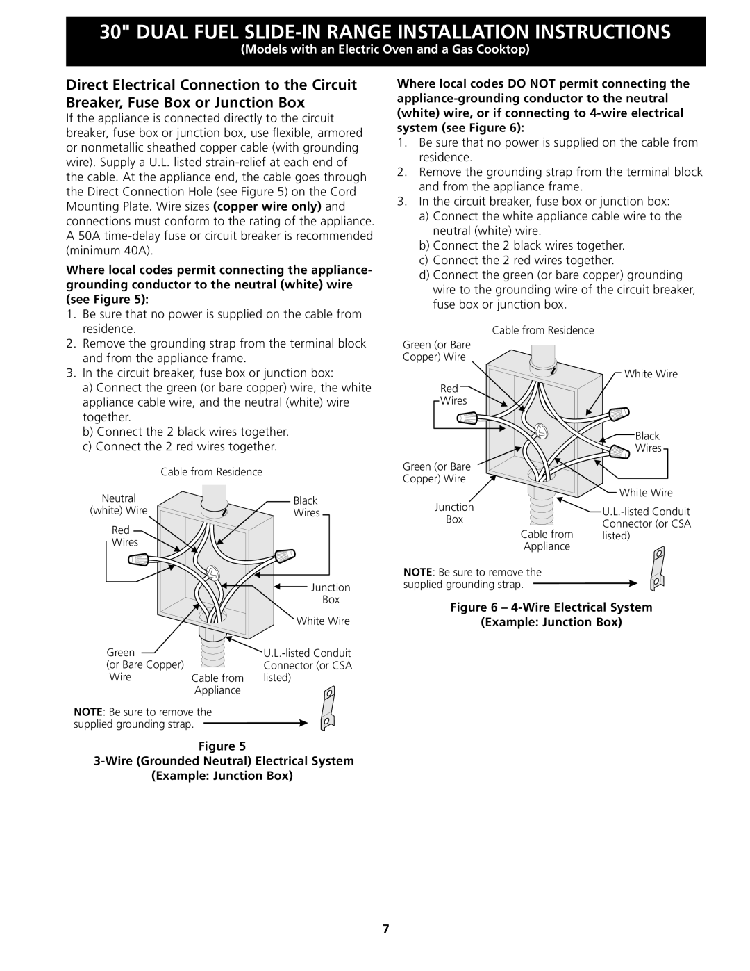 Frigidaire CPDS3085KF, 318201679 (0903) installation instructions Wire Electrical System Example Junction Box 