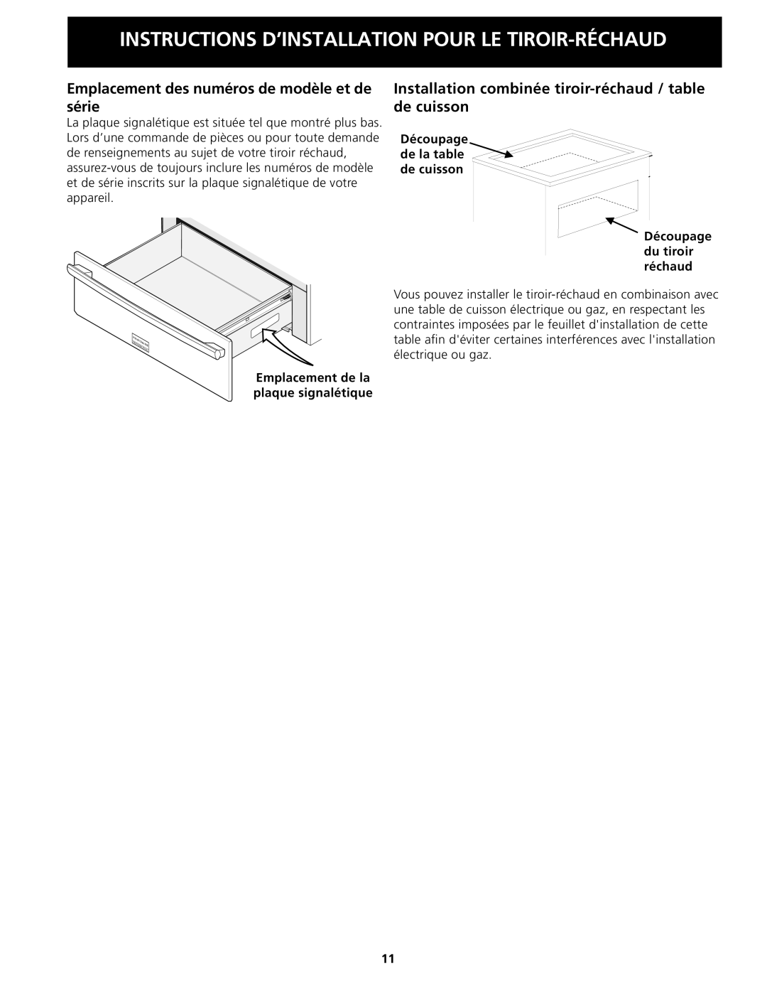 Frigidaire 318201822 Emplacement des numéros de modèle et de série, Emplacement de la plaque signalétique 