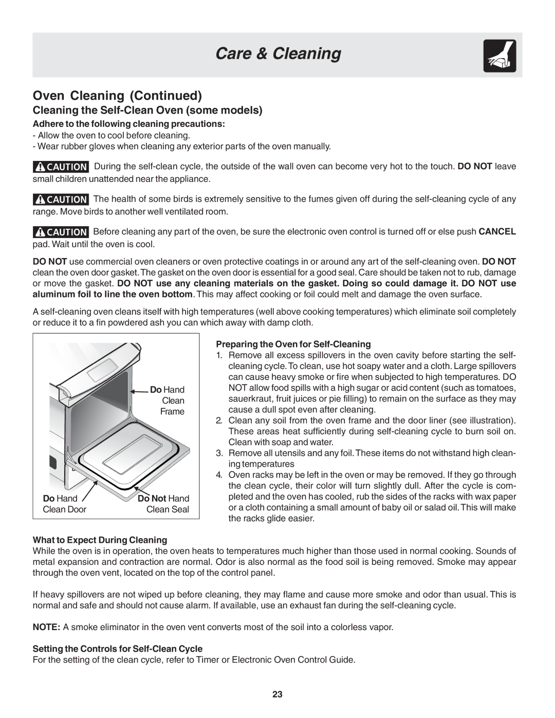 Frigidaire 318203821E warranty Cleaning the Self-Clean Oven some models 